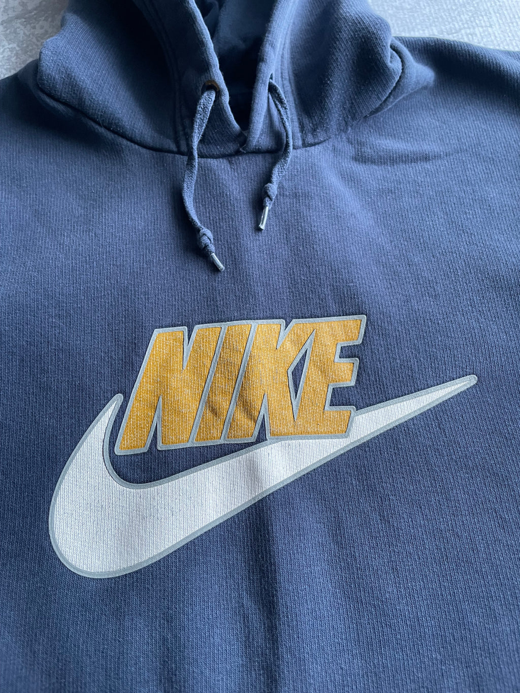 Vintage 2000s Nike Center Swoosh Spellout Navy Hoodie - L