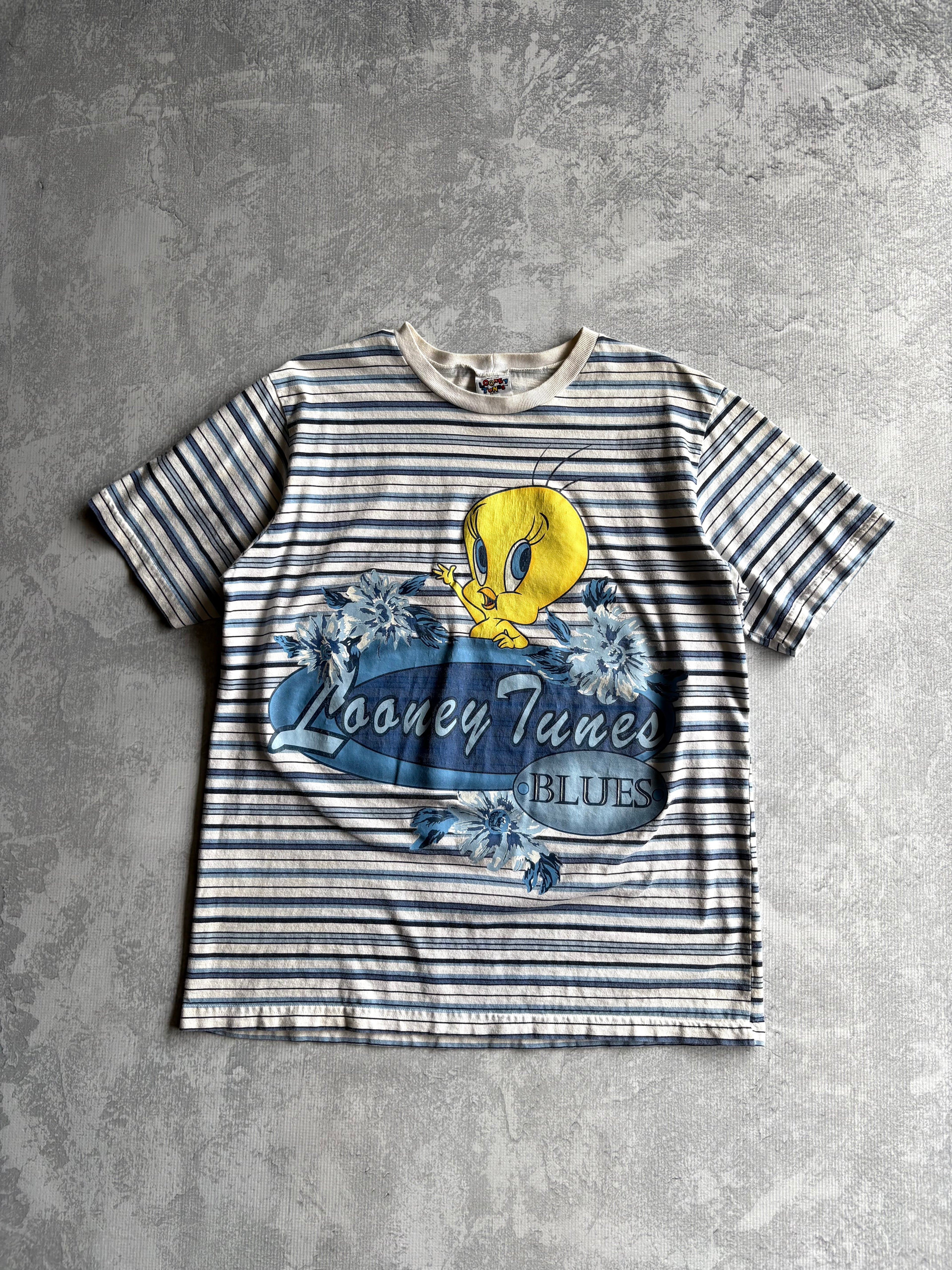Vintage 90s Tweety Blues Striped Tee Shirt - XL