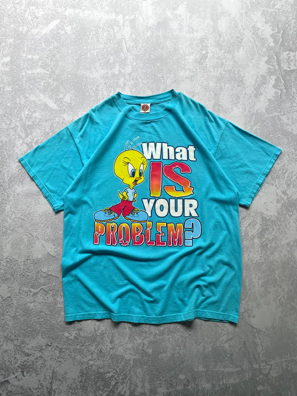 Vintage 90s Looney Tunes Tweety Funny What is Your Problem Tee Shirt - XL