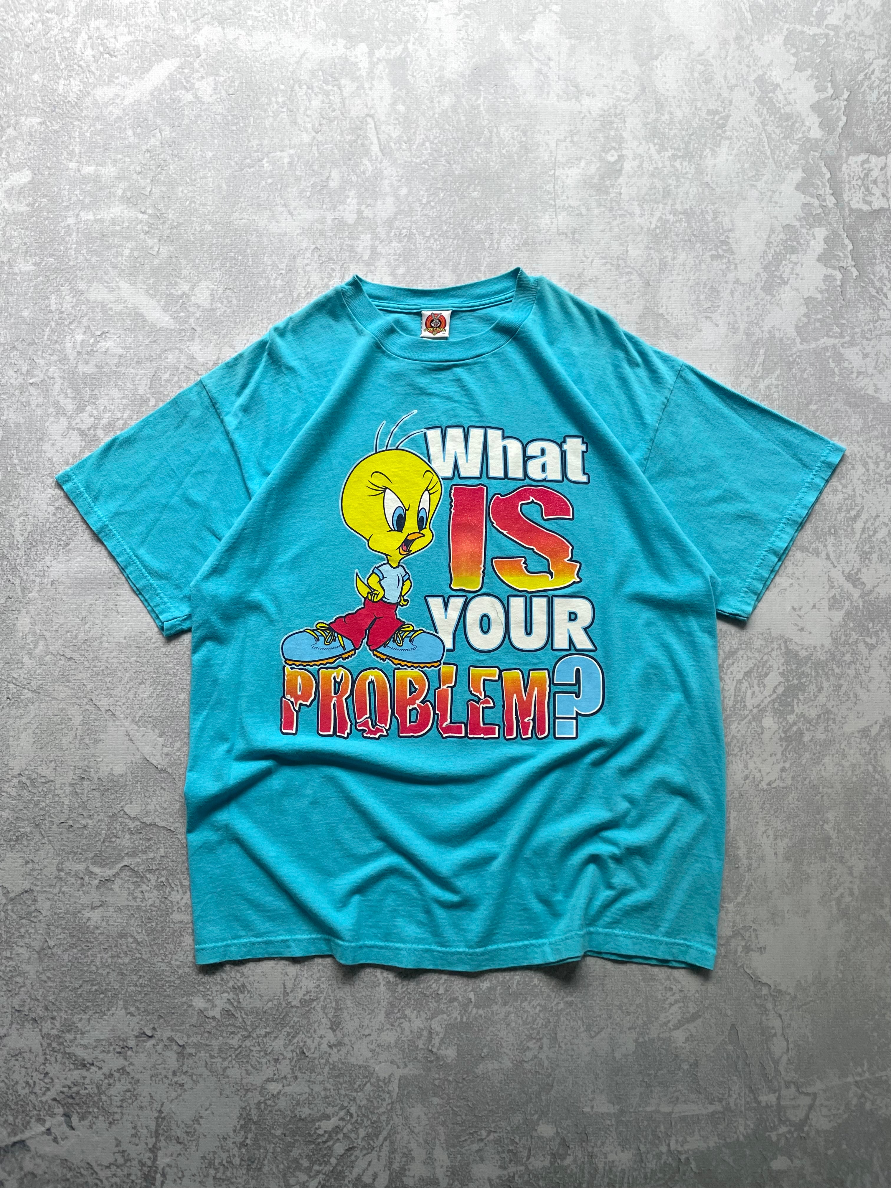 Vintage 90s Looney Tunes Tweety Funny What is Your Problem Tee Shirt - XL