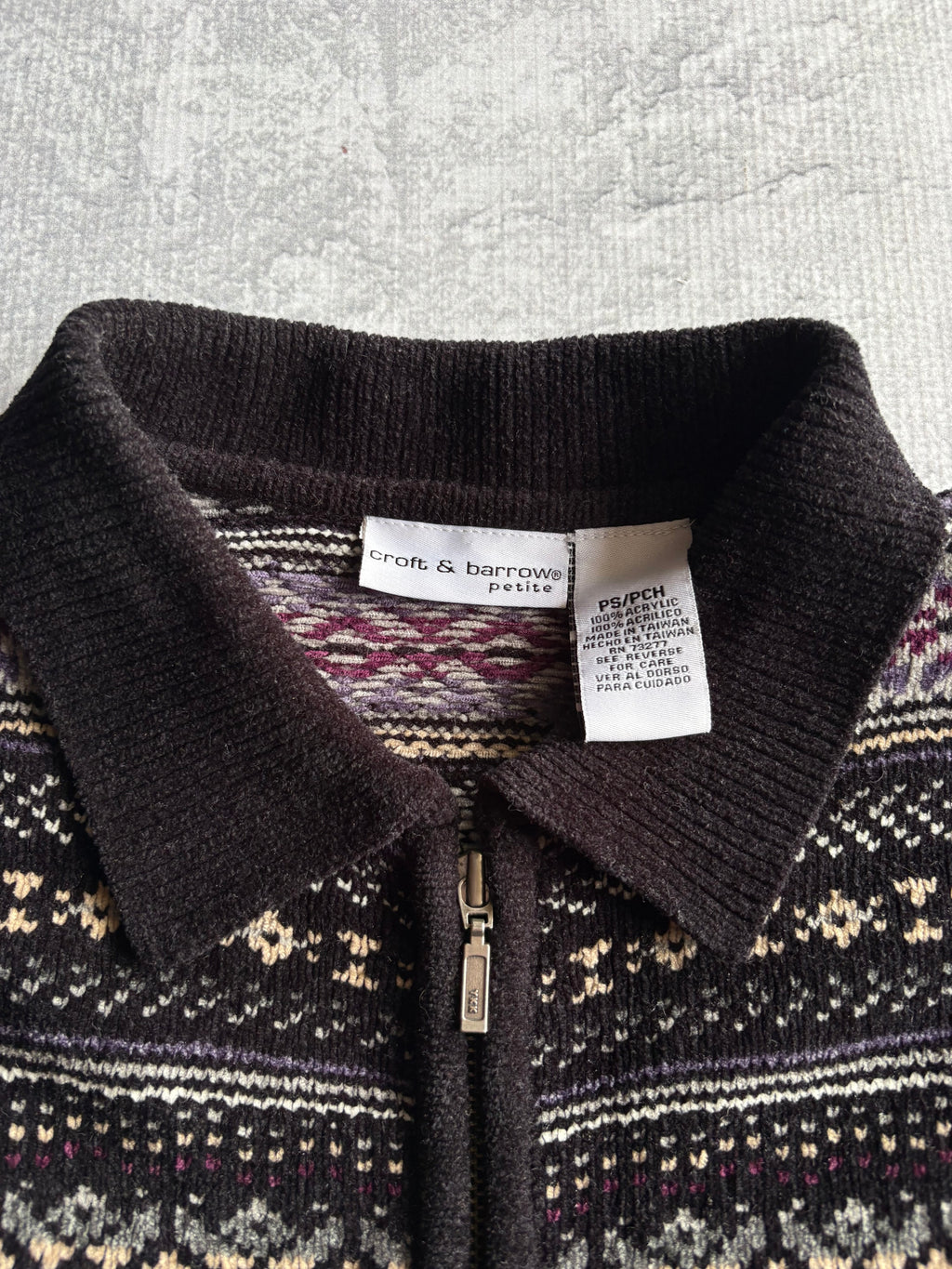 Vintage 90s Croft and Barrow Petite Collard Knit Sweater - S