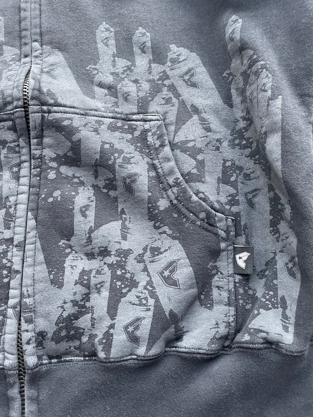 Vintage Famous Stars and Straps AOP Full Zip Logo Hoodie - Large