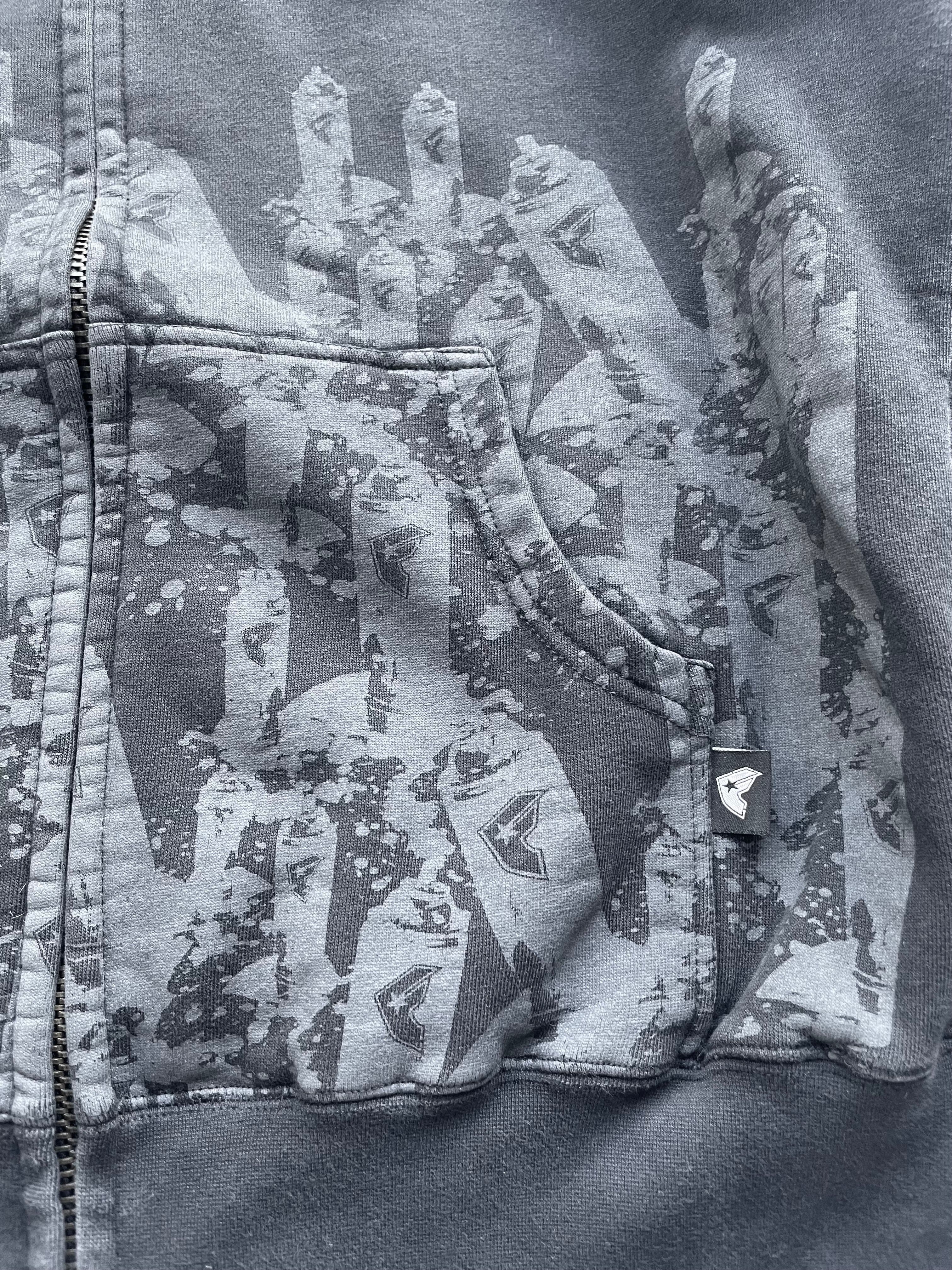 Vintage Famous Stars and Straps AOP Full Zip Logo Hoodie - Large