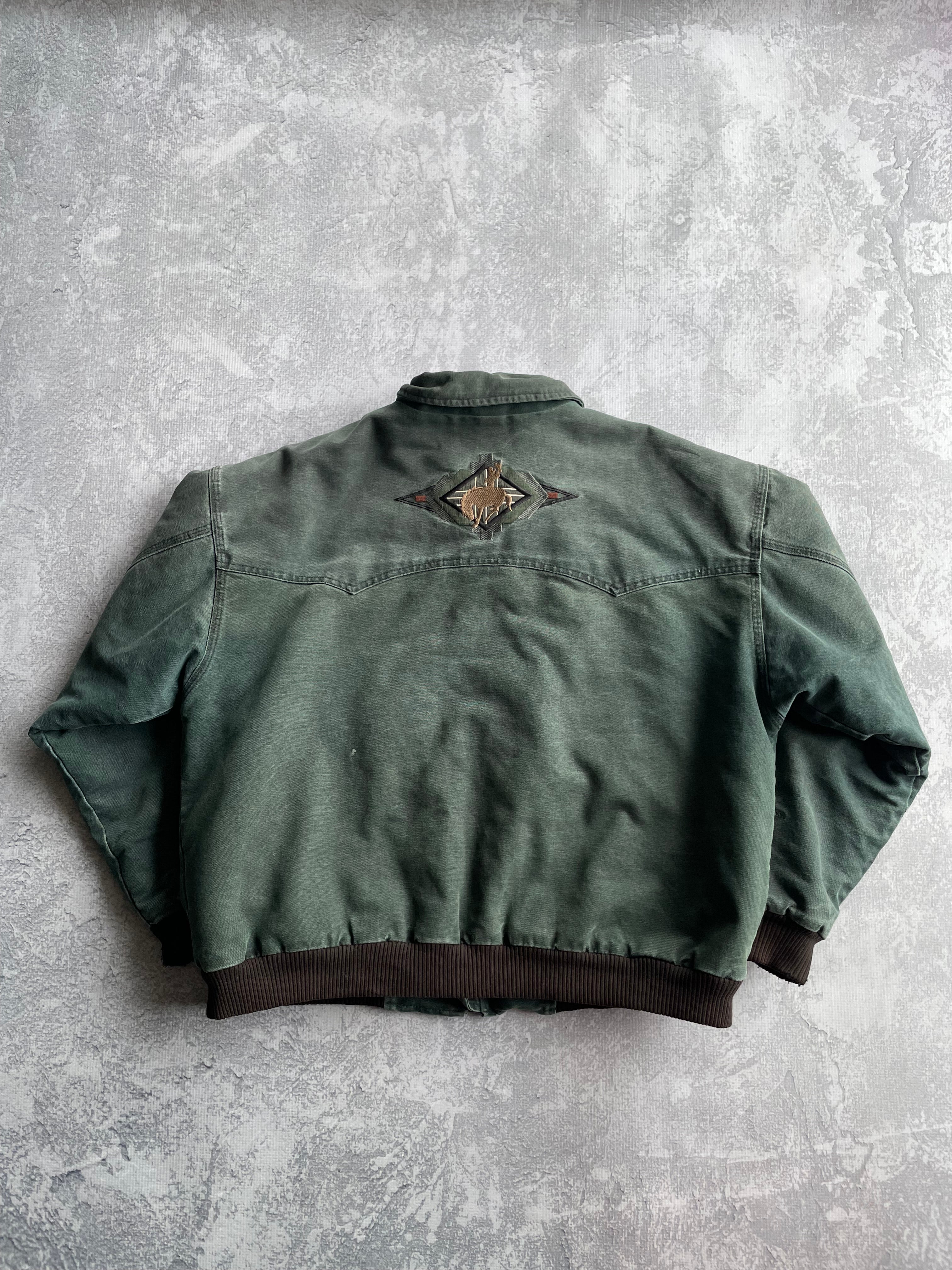 Vintage Carhartt Aztec Style Faded Green Workwear Jacket - XL
