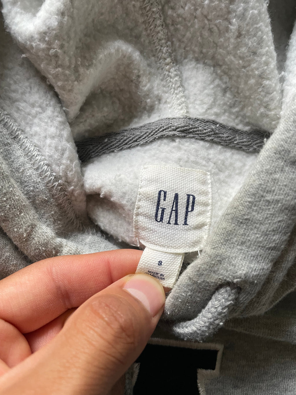 Y2K Gap Spellout Embroidered Grey Hoodie - S