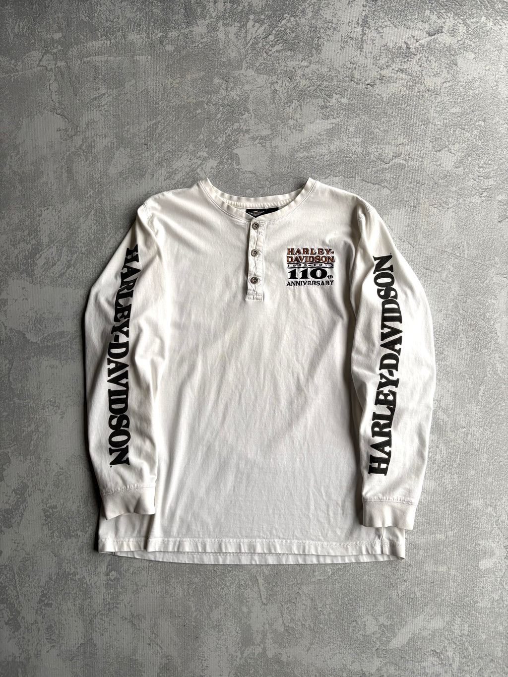 Harley Davidson Spellout White Longsleeve Tee Shirt - XL