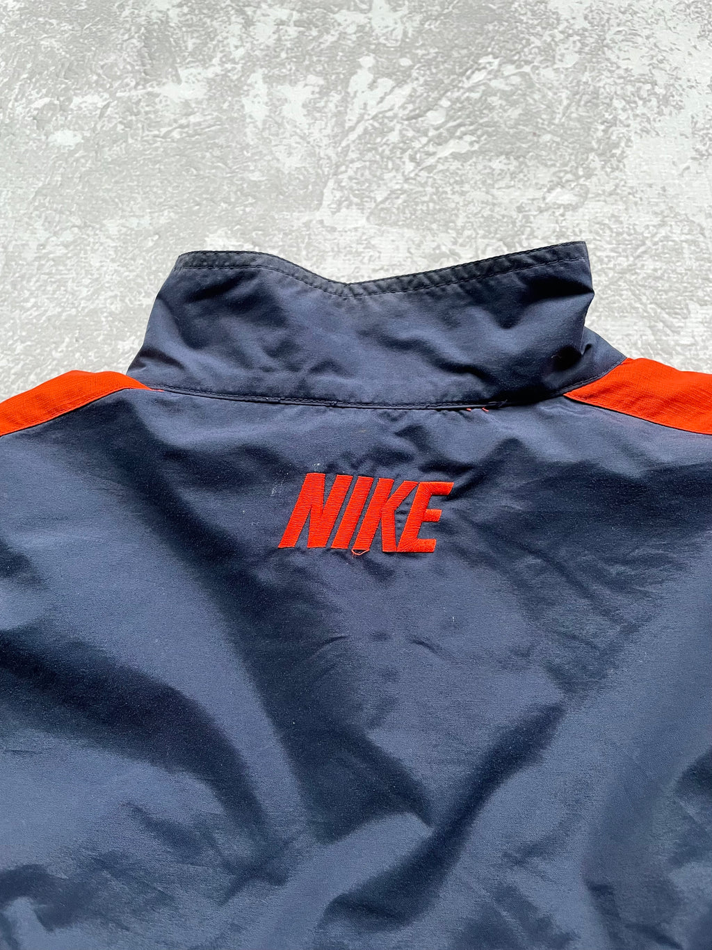 Vintage 2000s Nike Striped Navy/Orange Lined Shell Jacket - XL