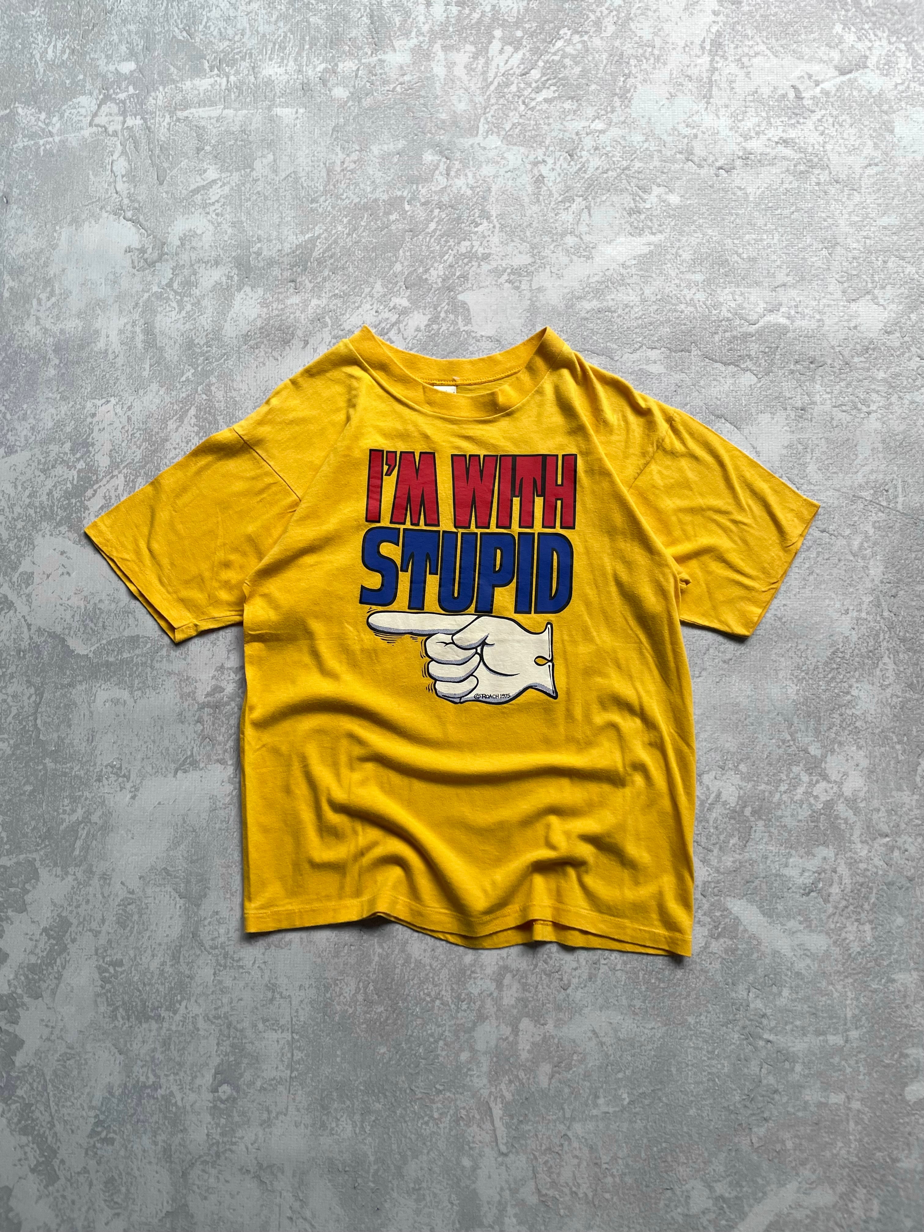 Vintage 1975 I'm With Stupid ROACH Comedy Tee Shirt - M