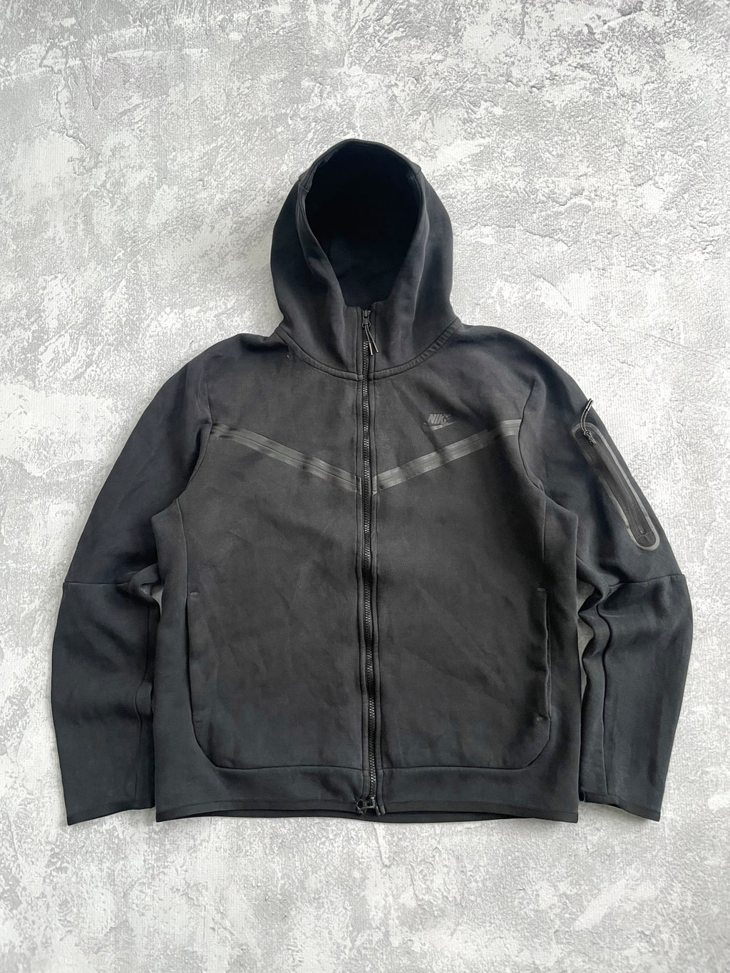 Nike Tech Fleece Black Zip Up Hoodie - L