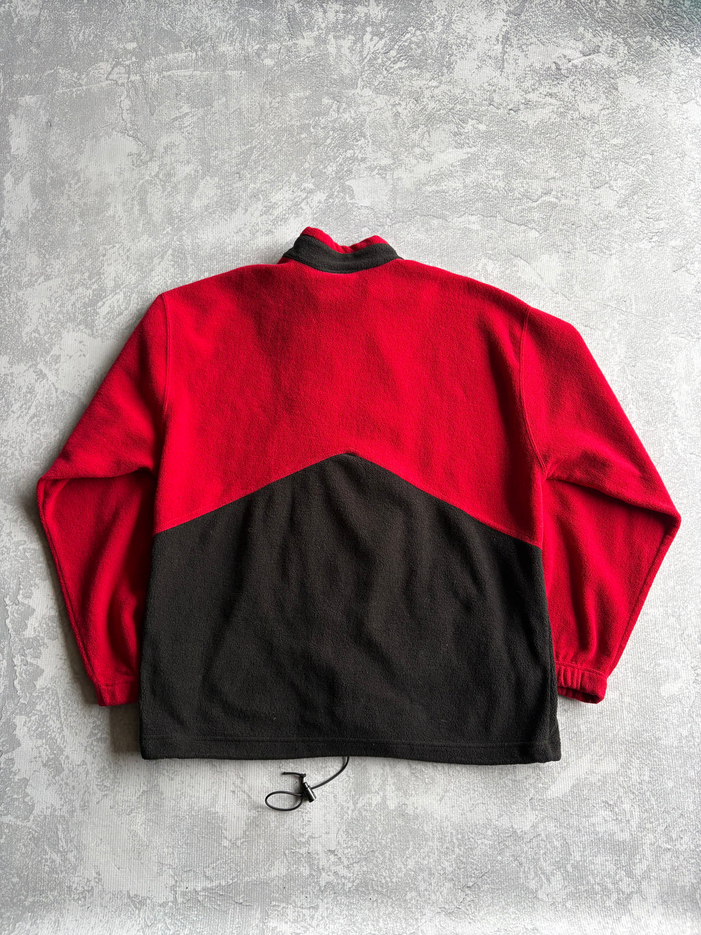 Vintage 90s Marlboro Zip Up Red Black Fleece Sweater - XL