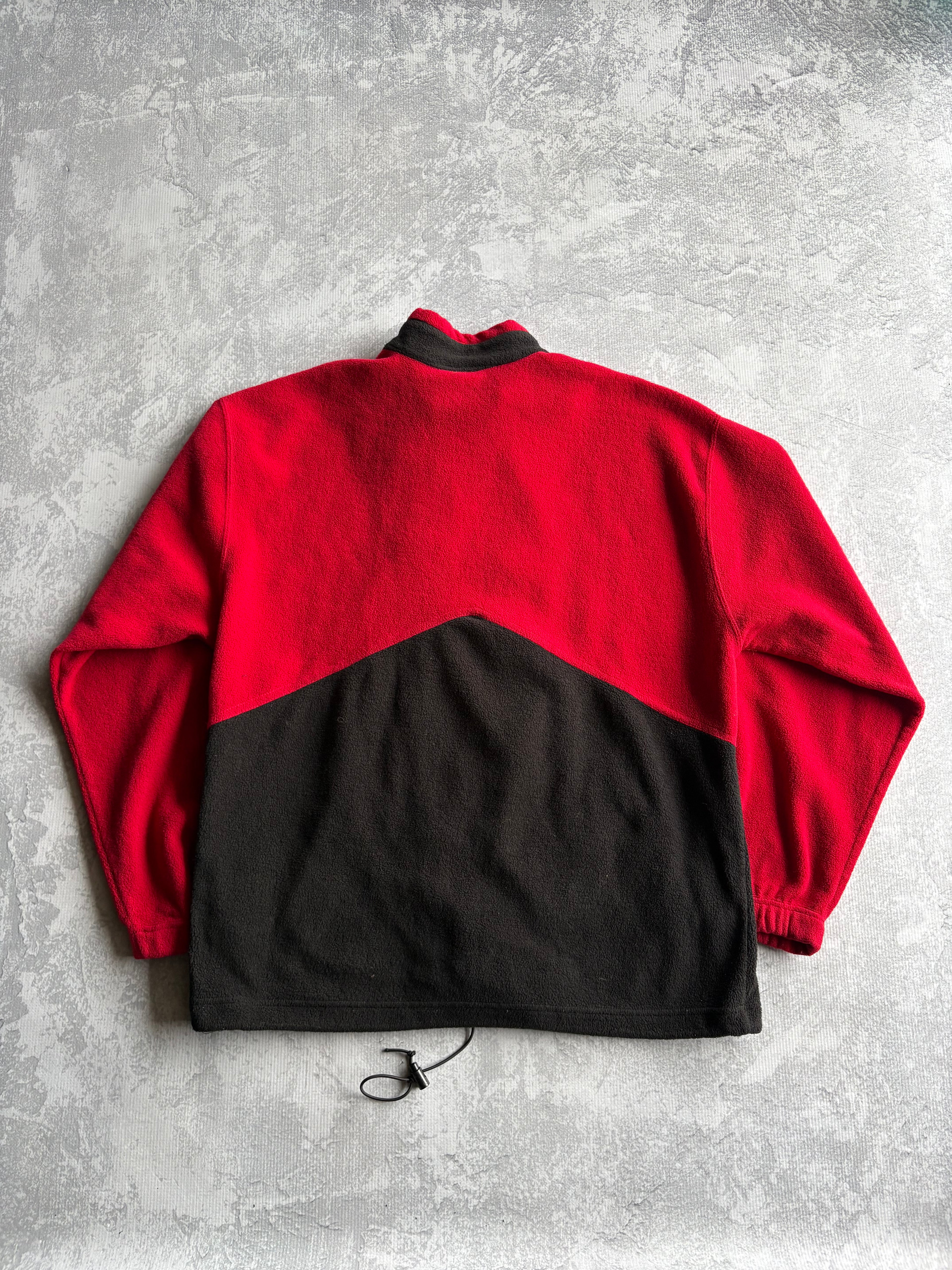 Vintage 90s Marlboro Zip Up Red Black Fleece Sweater - XL