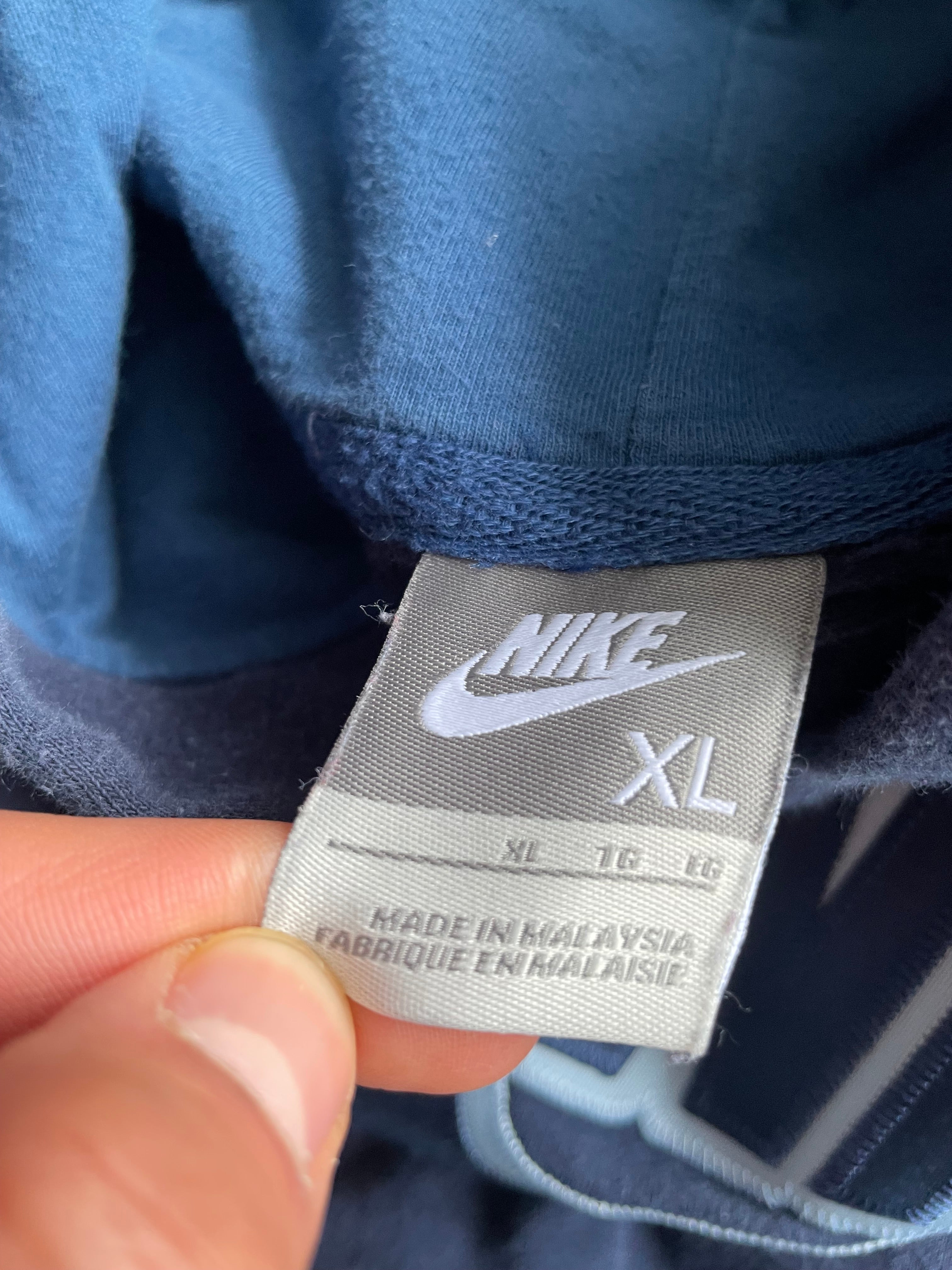 Vintage 2000s Nike Center Swoosh Spellout Navy Hoodie - XL