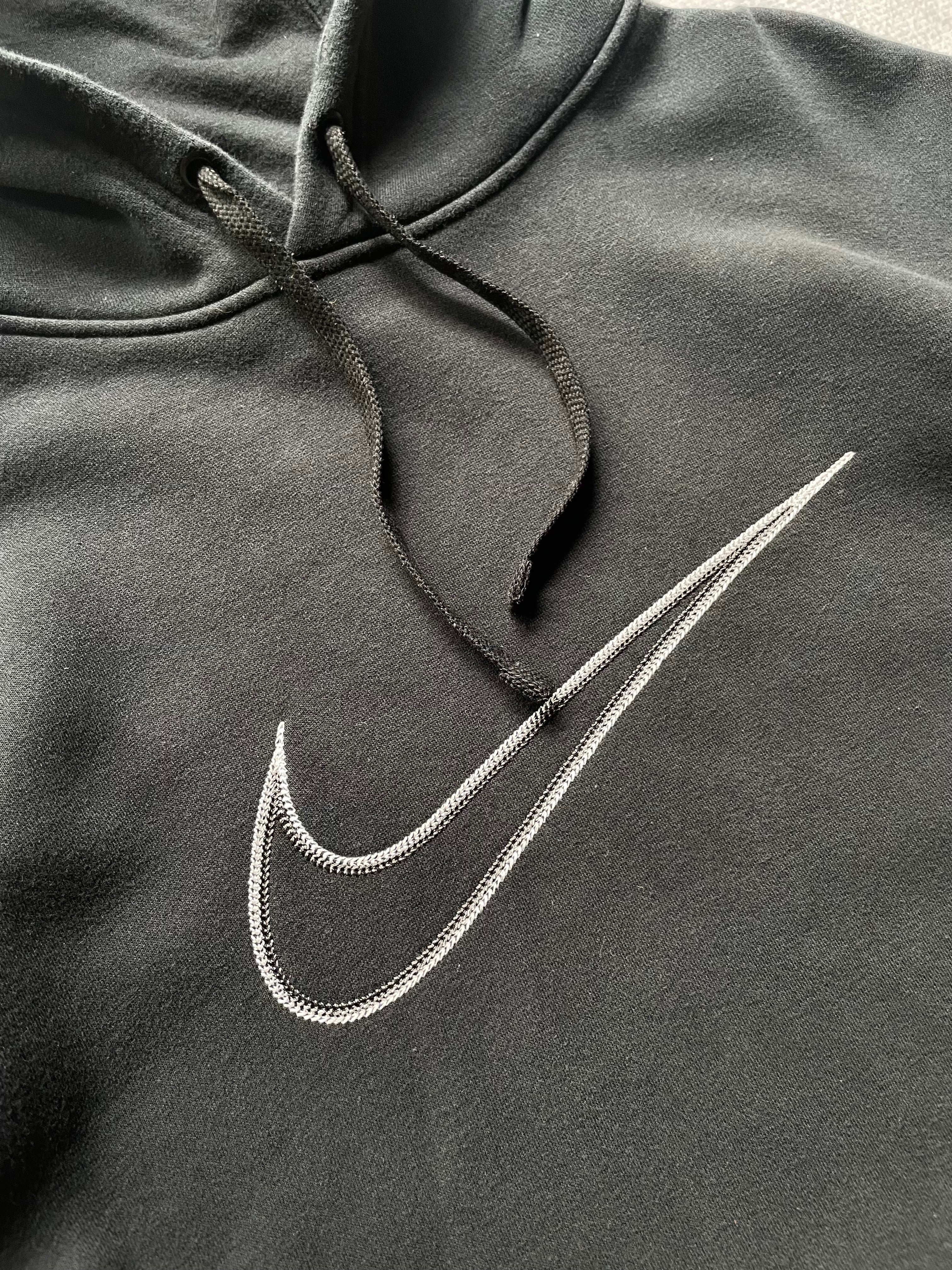 Y2k Nike Center Swoosh Black Hoodie - XL