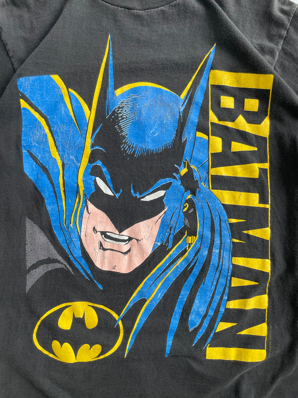 Vintage 1988 Batman Big Print Faded Tee Shirt - L