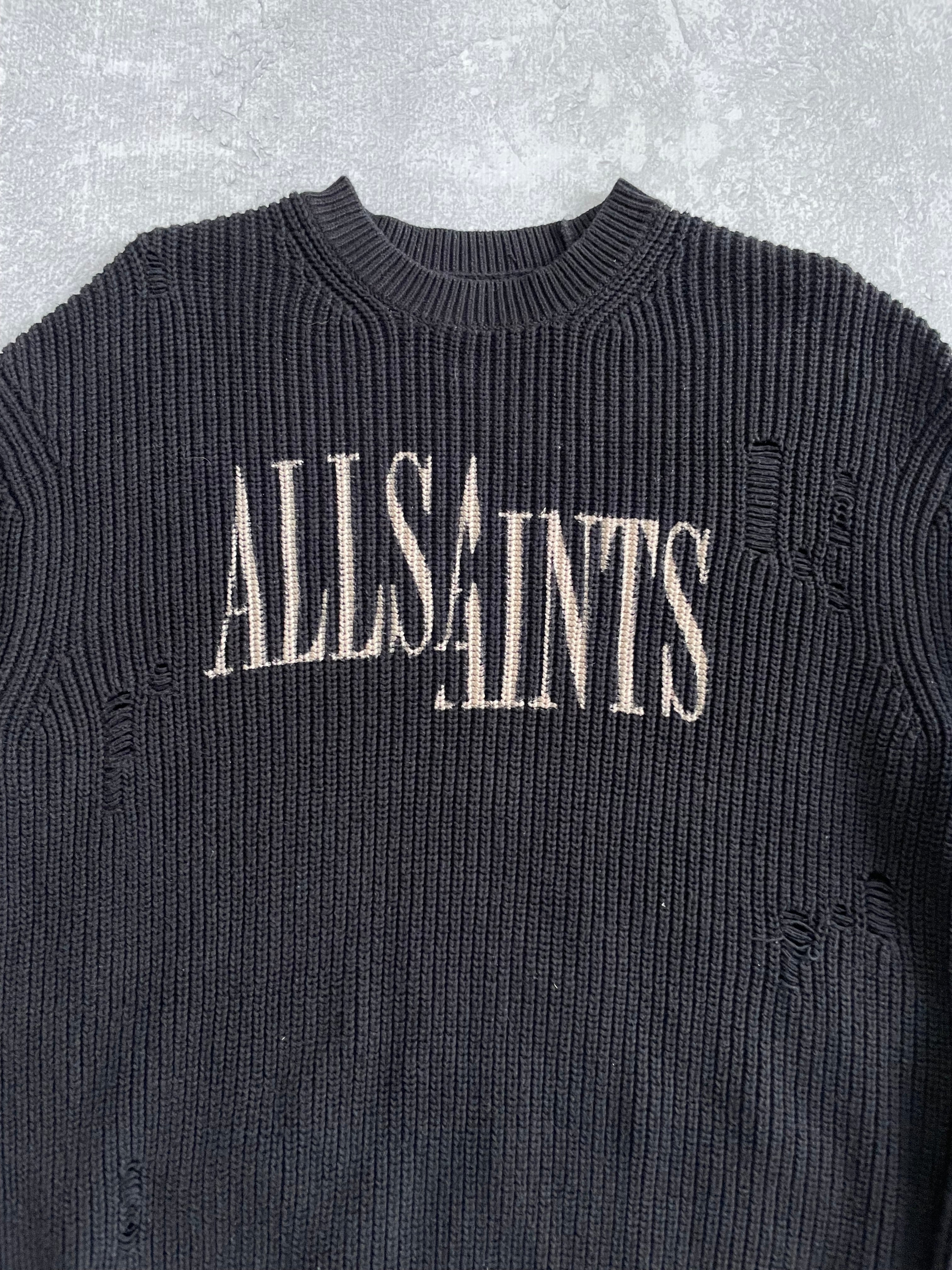 All Saints Split Spellout Cotton Sweatshirt - M