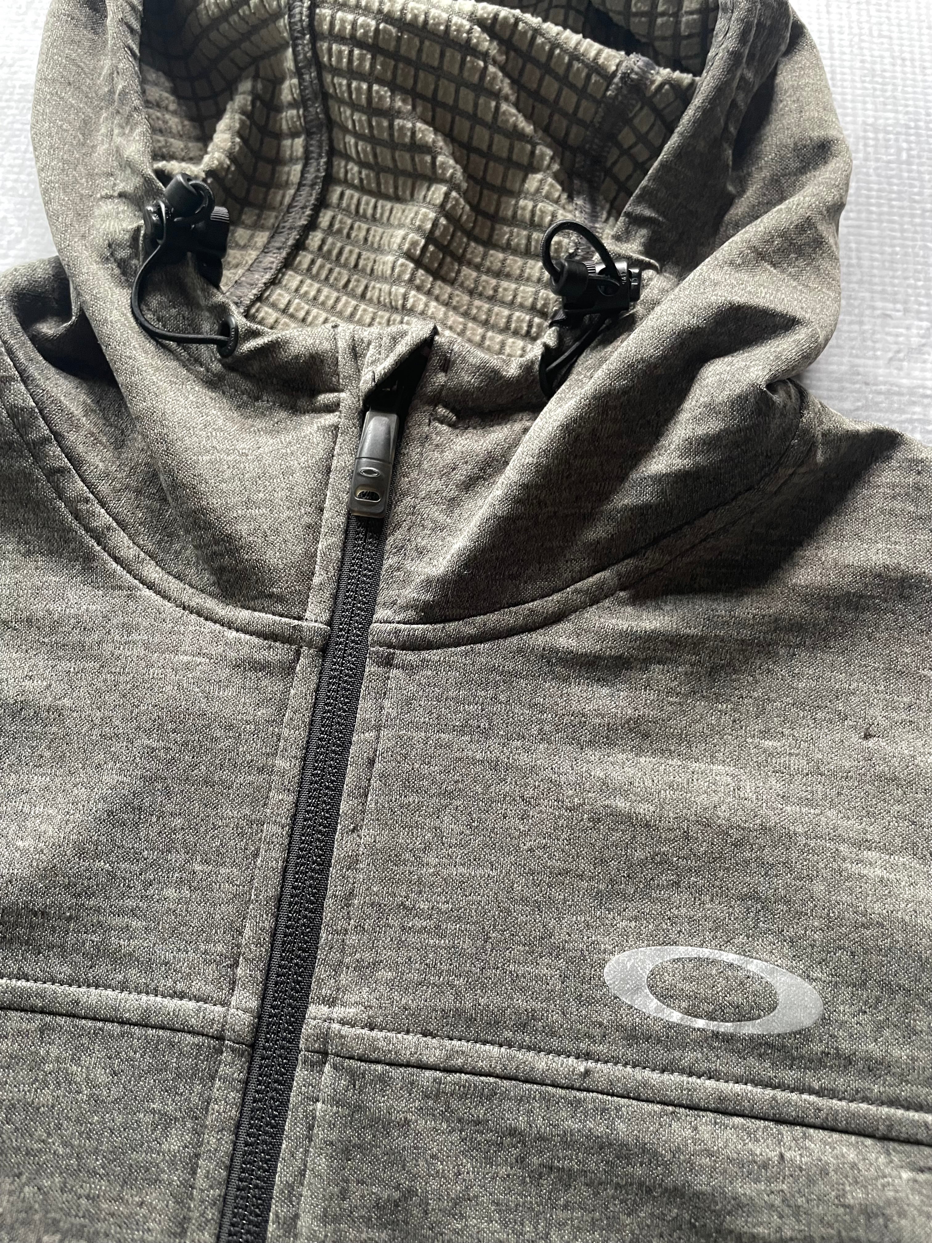 Oakley Logo Textured Grey Zip Up Hoodie - S