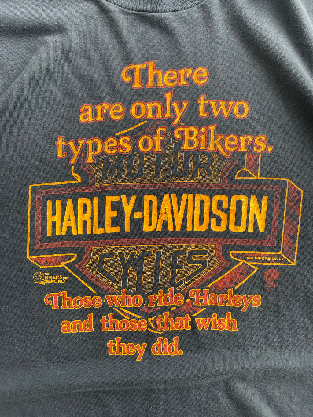 Vintage 90s Harley Davidson Two Types For of Bikers Black Tee Shirt - XL