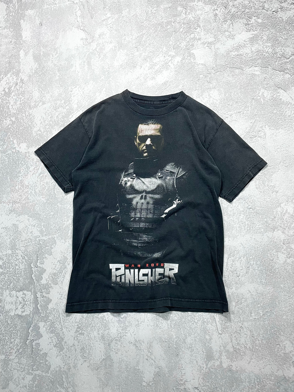 Vintage Marvel Punisher Warzone Big Print Faded Black Tee Shirt - M