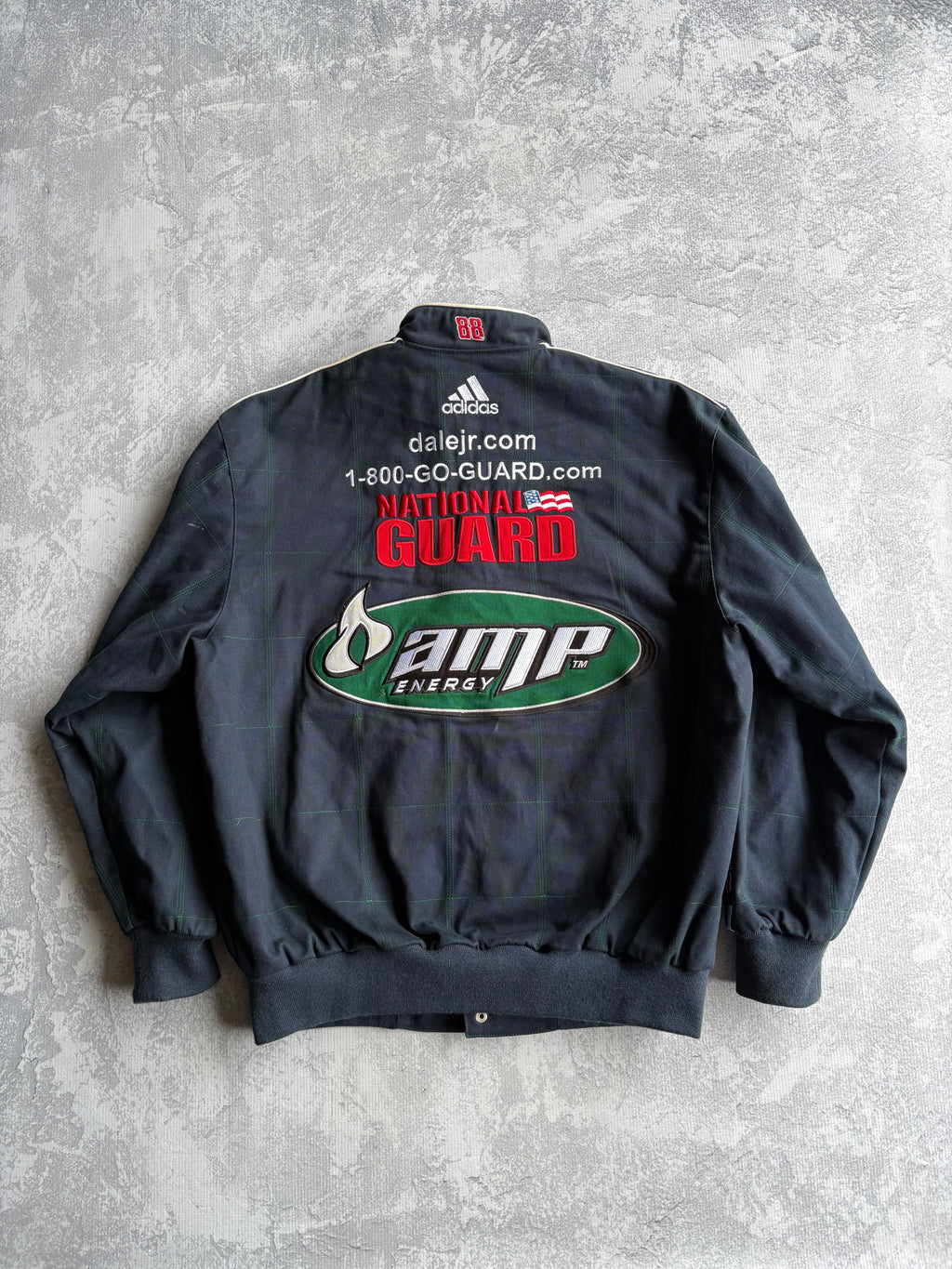 Vintage NASCAR Dale Earnhardt Jr. #88 National Guard Adidas AMP Energy Navy Racing Jacket - L