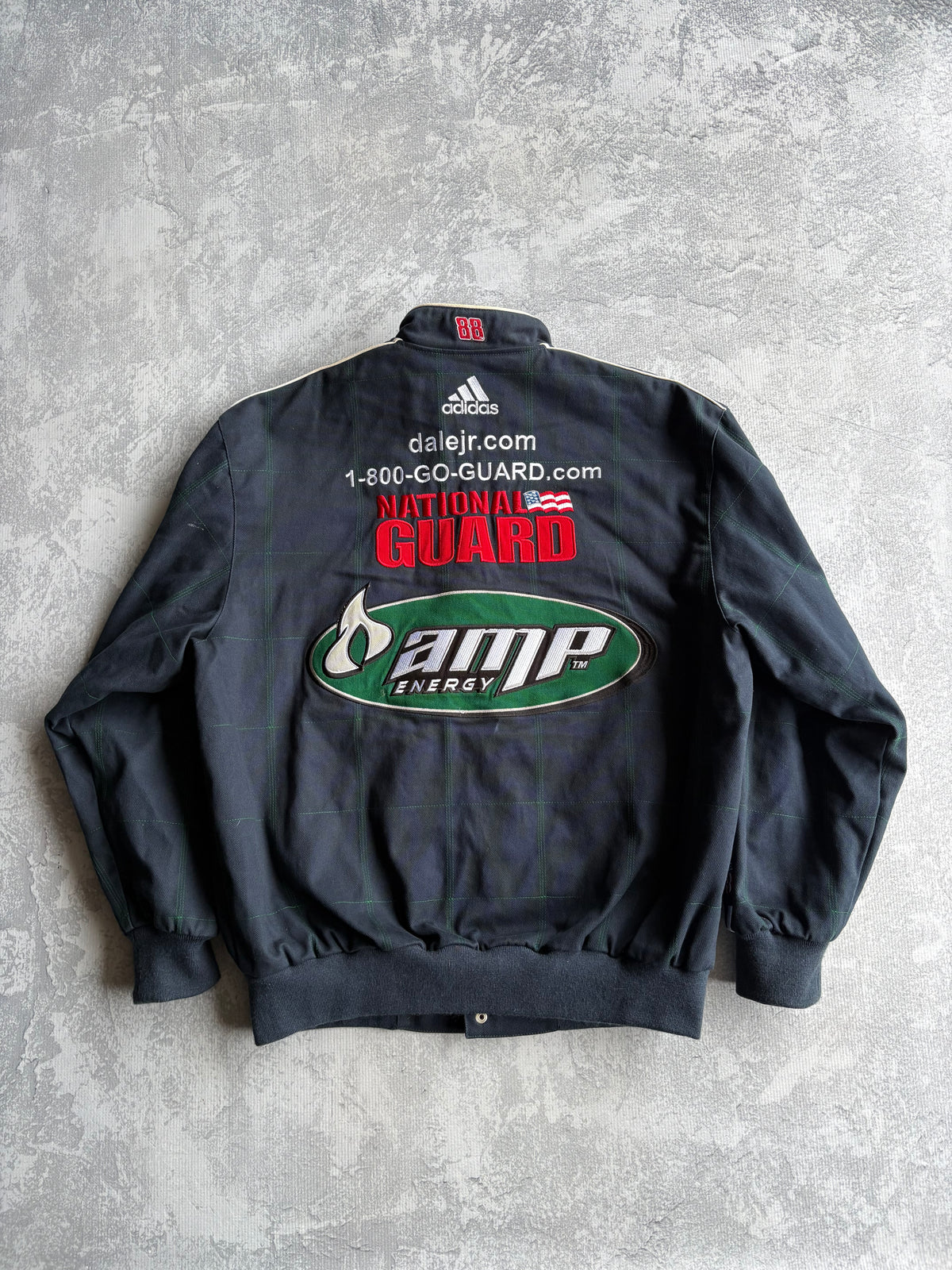 Vintage NASCAR Dale Earnhardt Jr. #88 National Guard Adidas AMP Energy Navy Racing Jacket - L
