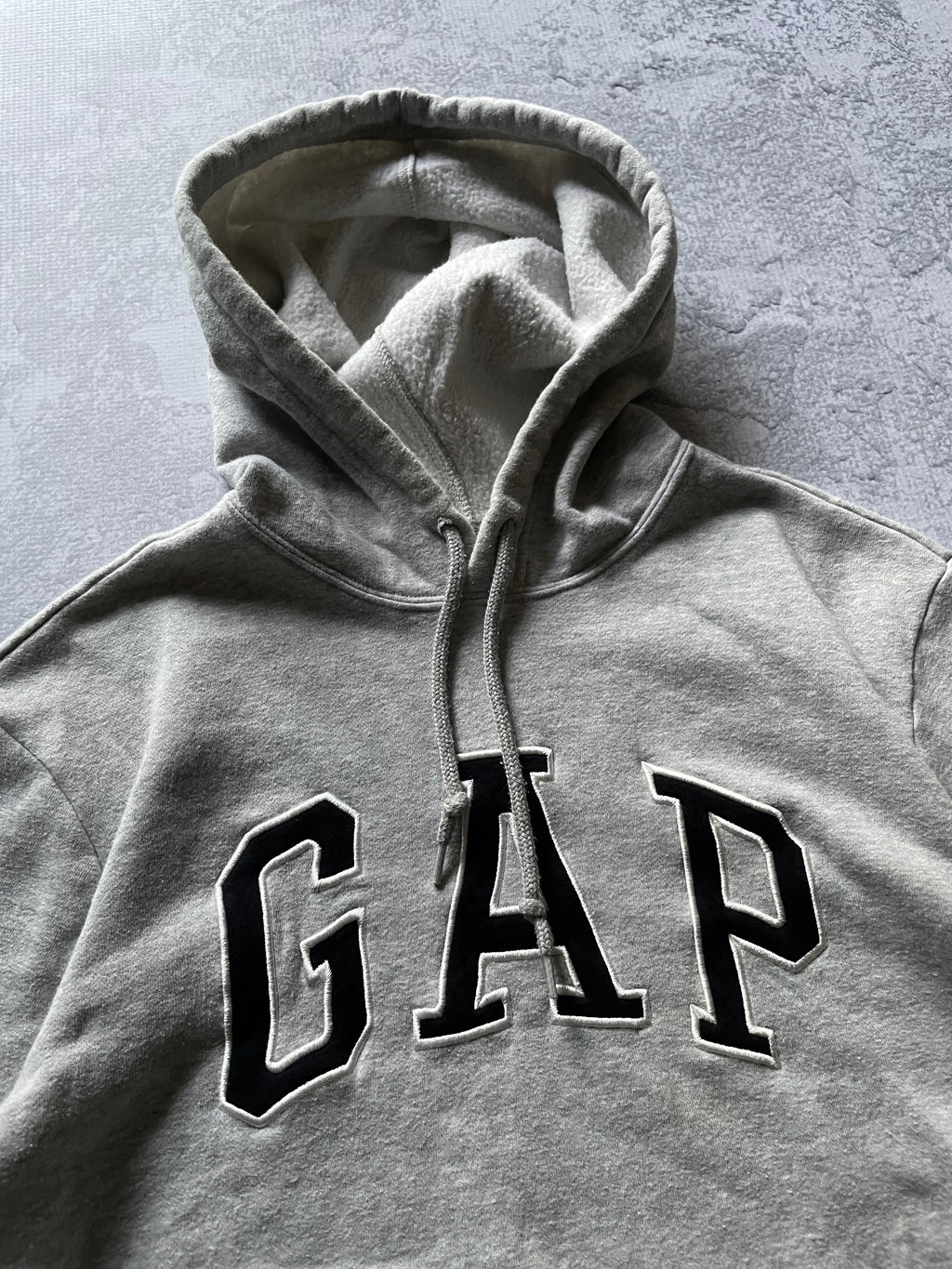 Y2K Gap Spellout Embroidered Grey Hoodie - S
