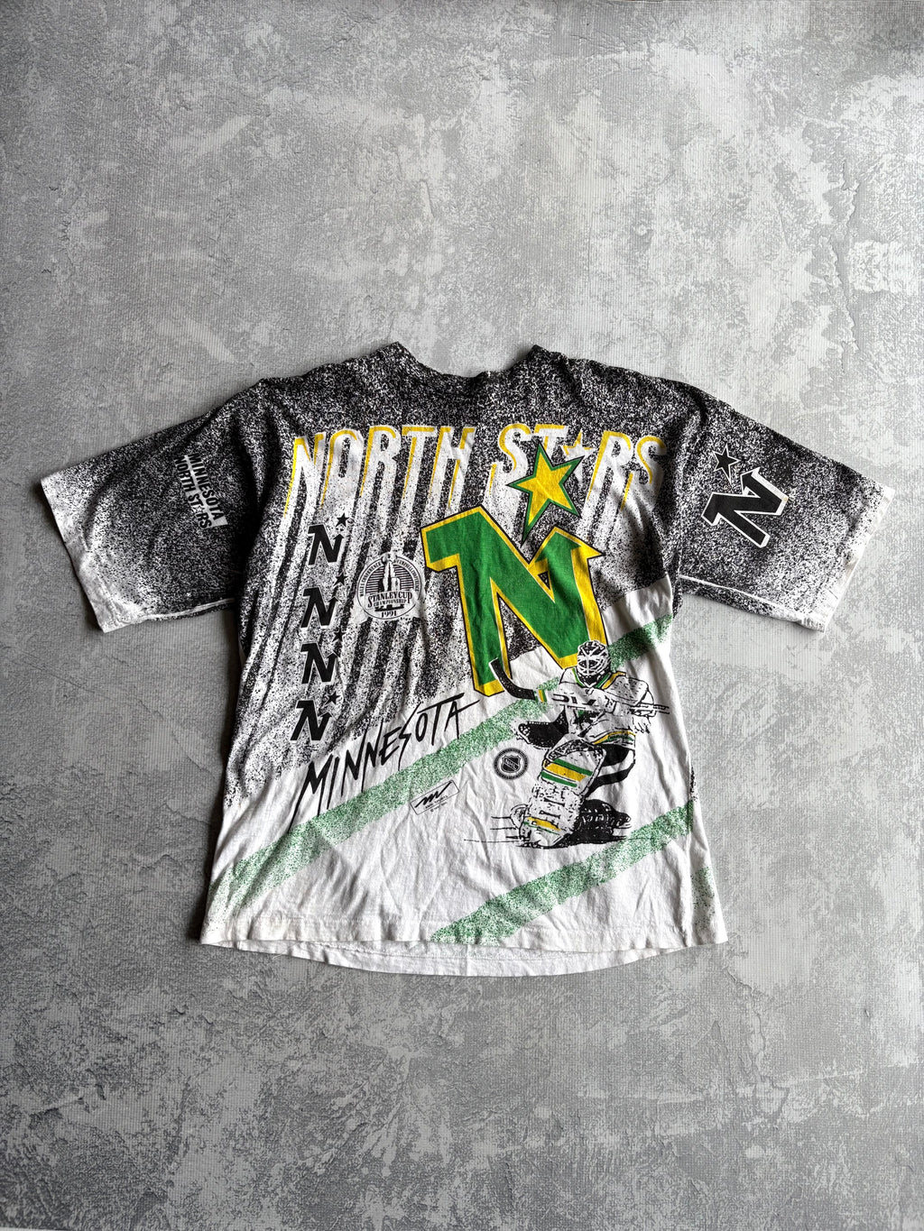 Vintage 90s 1991 Minnesota North Stars Stanley Cup NHL AOP Tee Shirt - XL