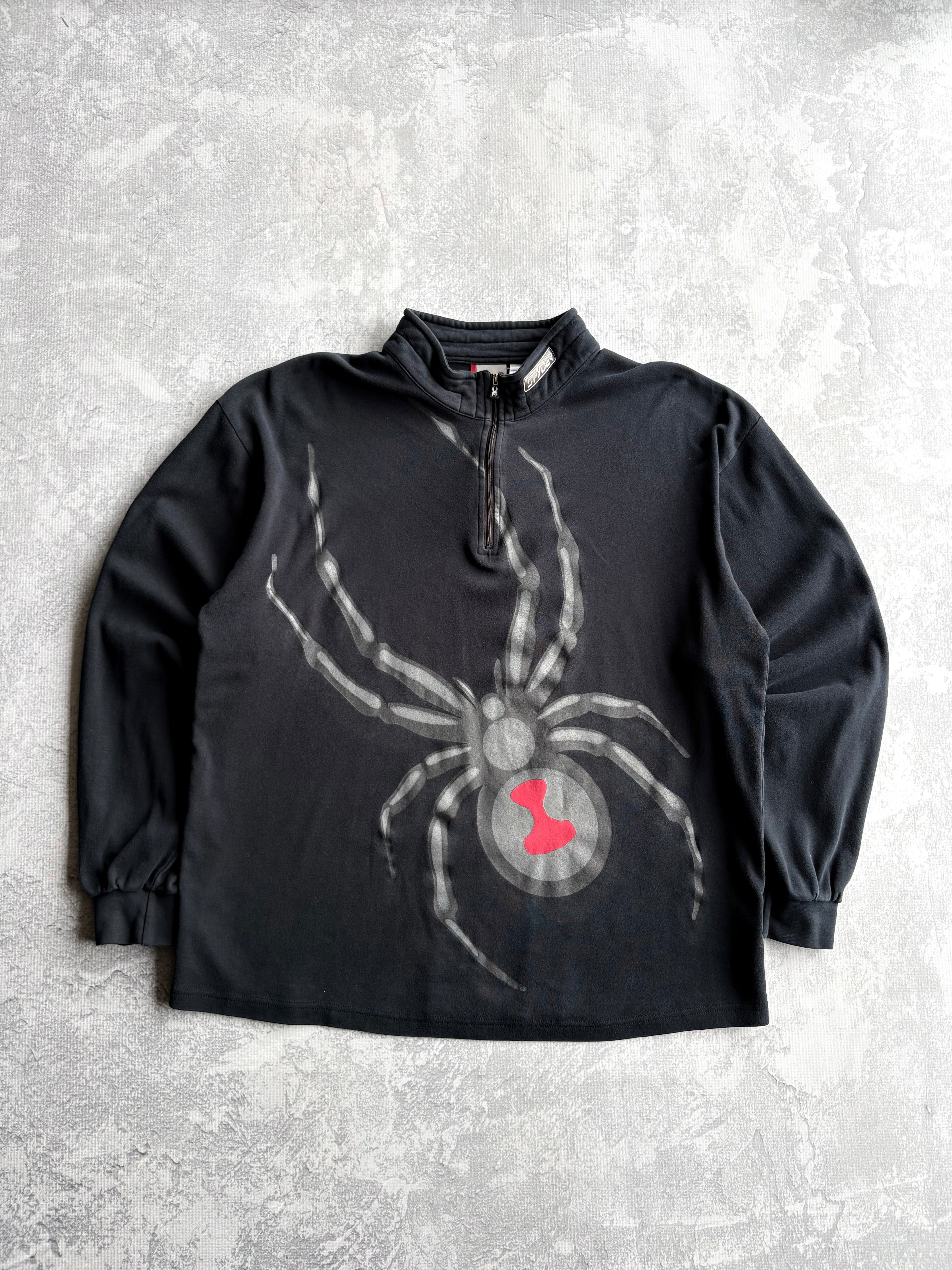 Vintage Y2K Spyder AOP Black Quarter Zip Longsleeve Sweater - XL