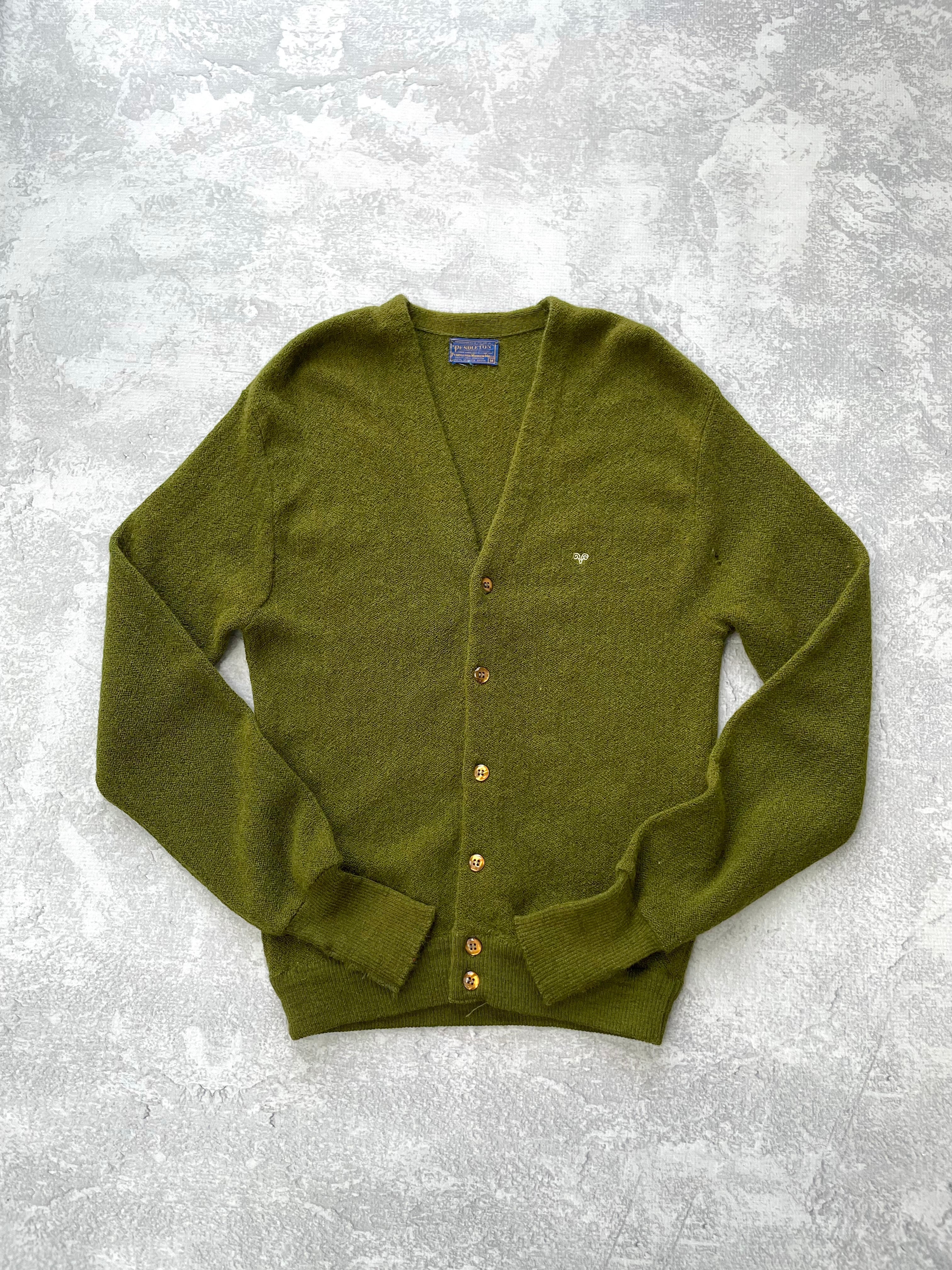 Vintage 80s Pendleton Wool Green Cardigan - M