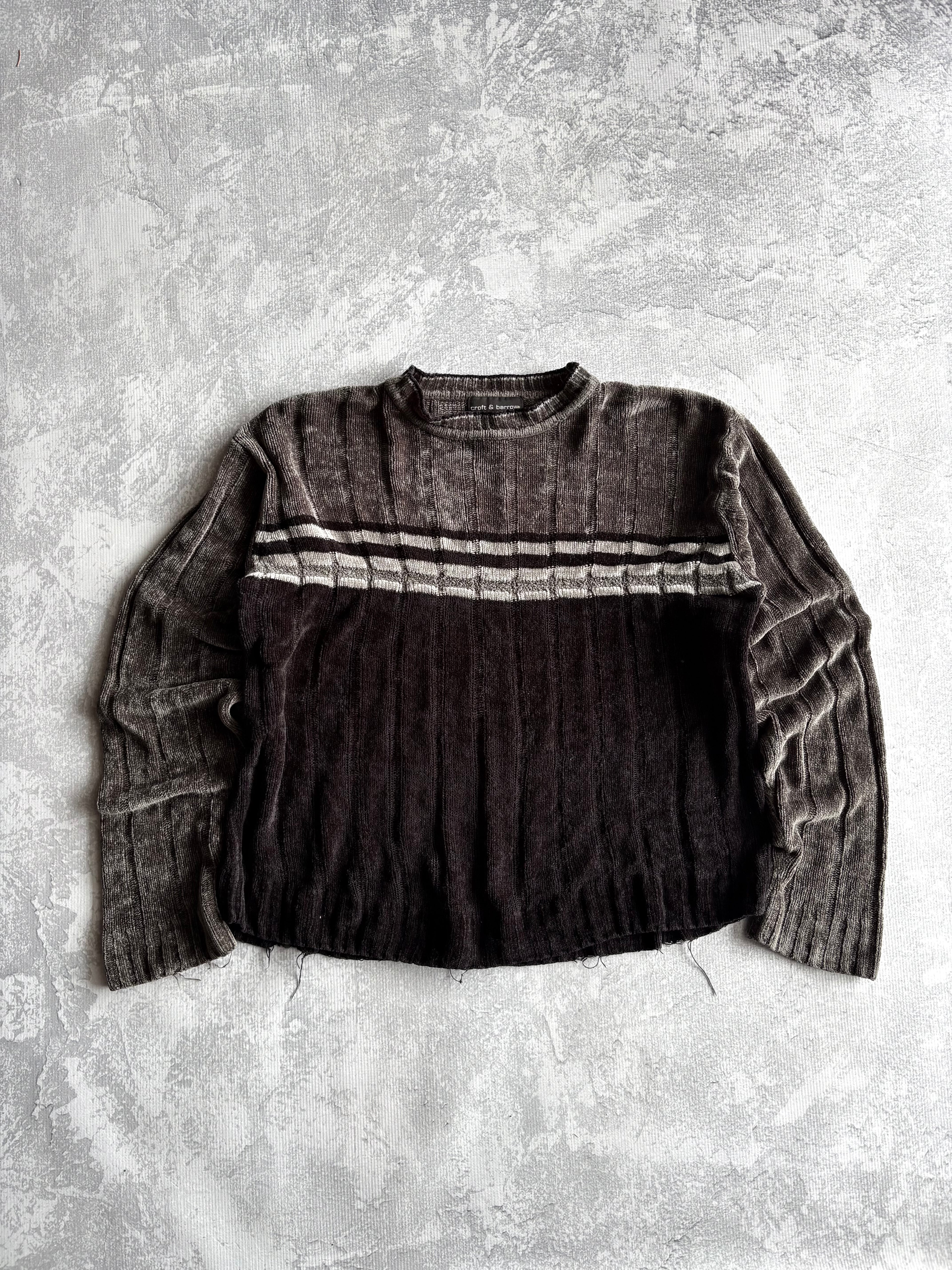 Vintage Croft and Barrow Knit Striped Dark Tone Sweater - M