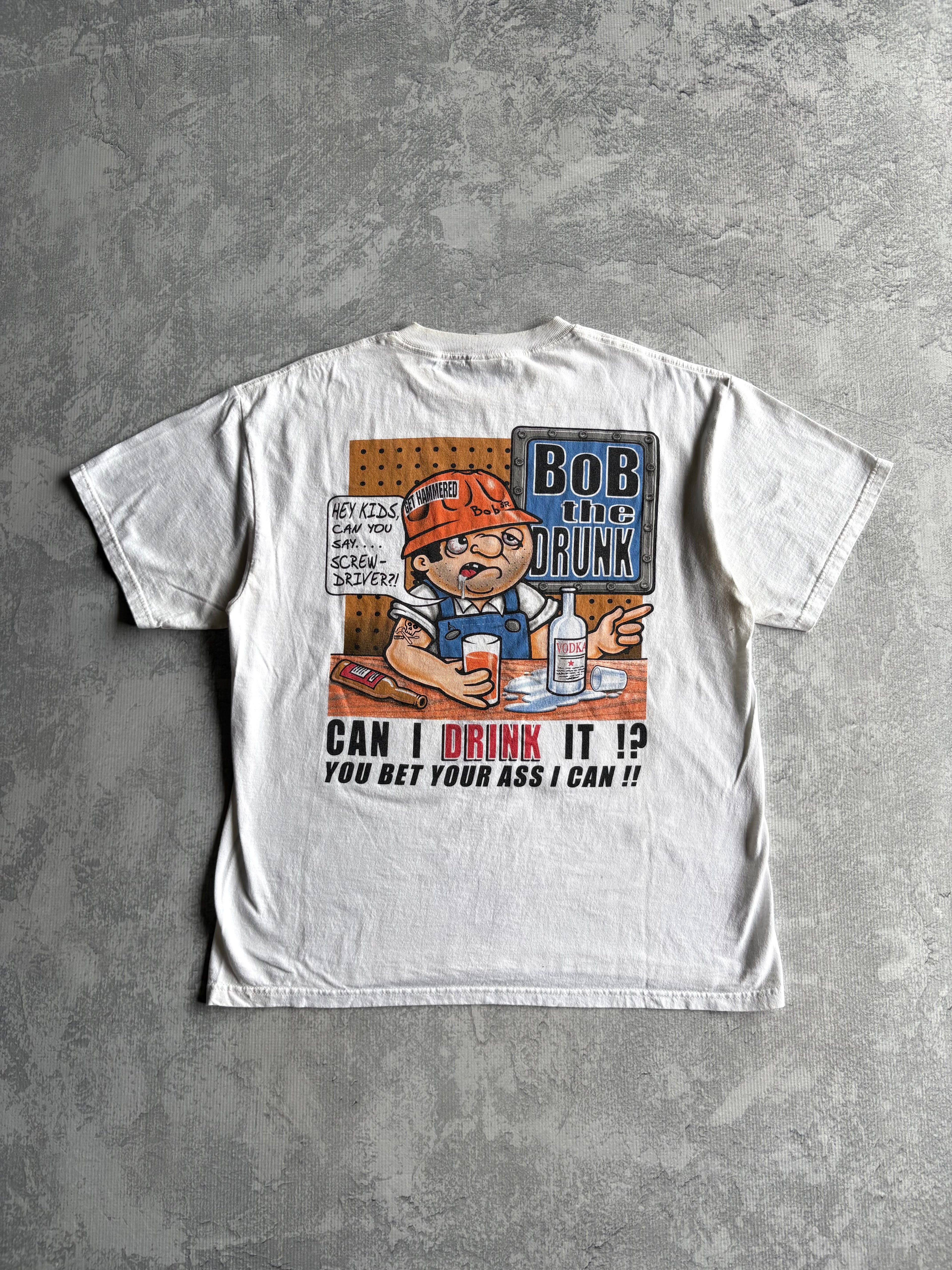 Vintage 90s ‘Bob the Builder’ Parody Funny White Tee Shirt - L