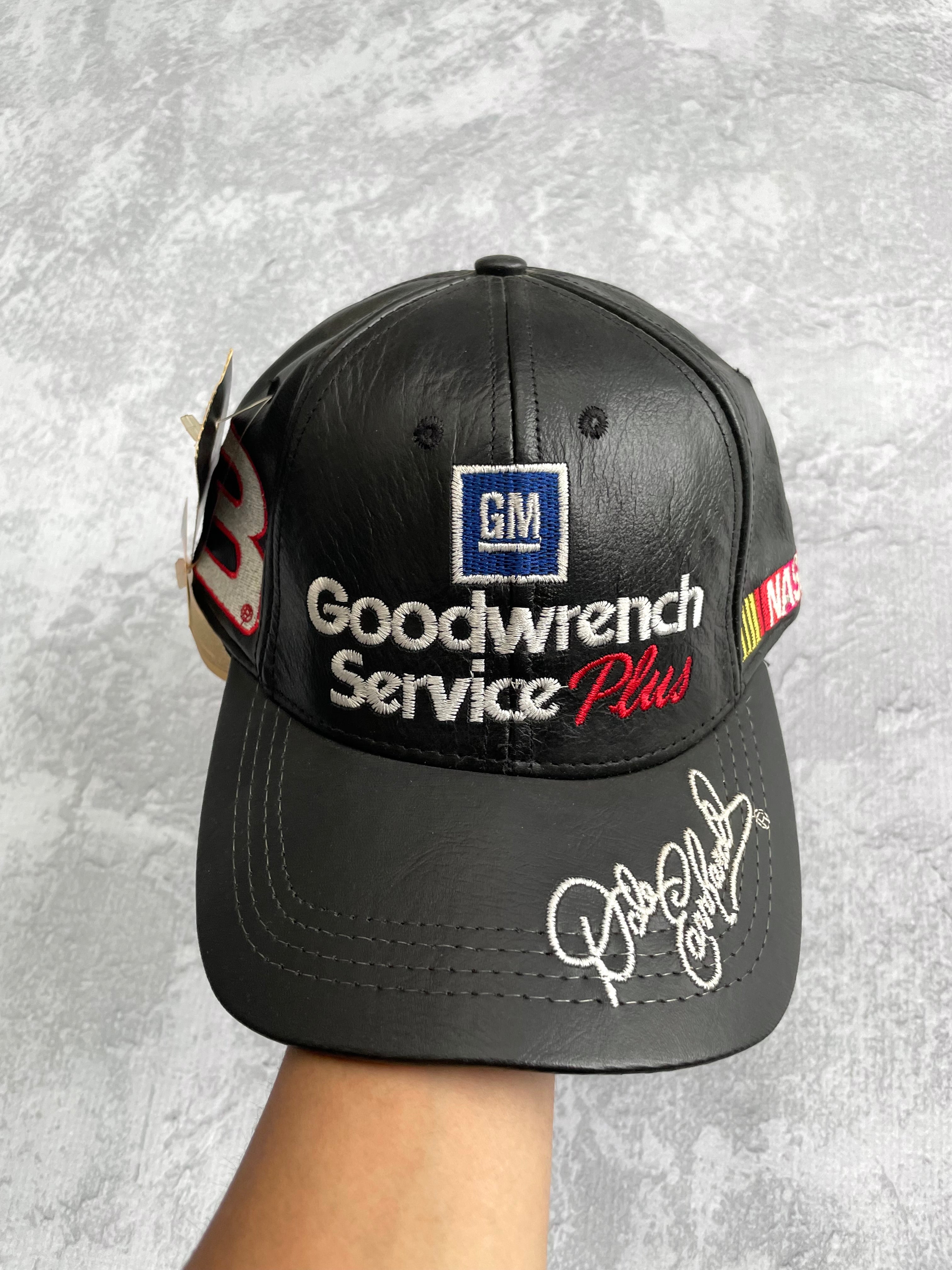 Vintage 90s JH Design Dale Earnhardt Goodwrench Nascar Motorsport Racing Leather Strapback Hat