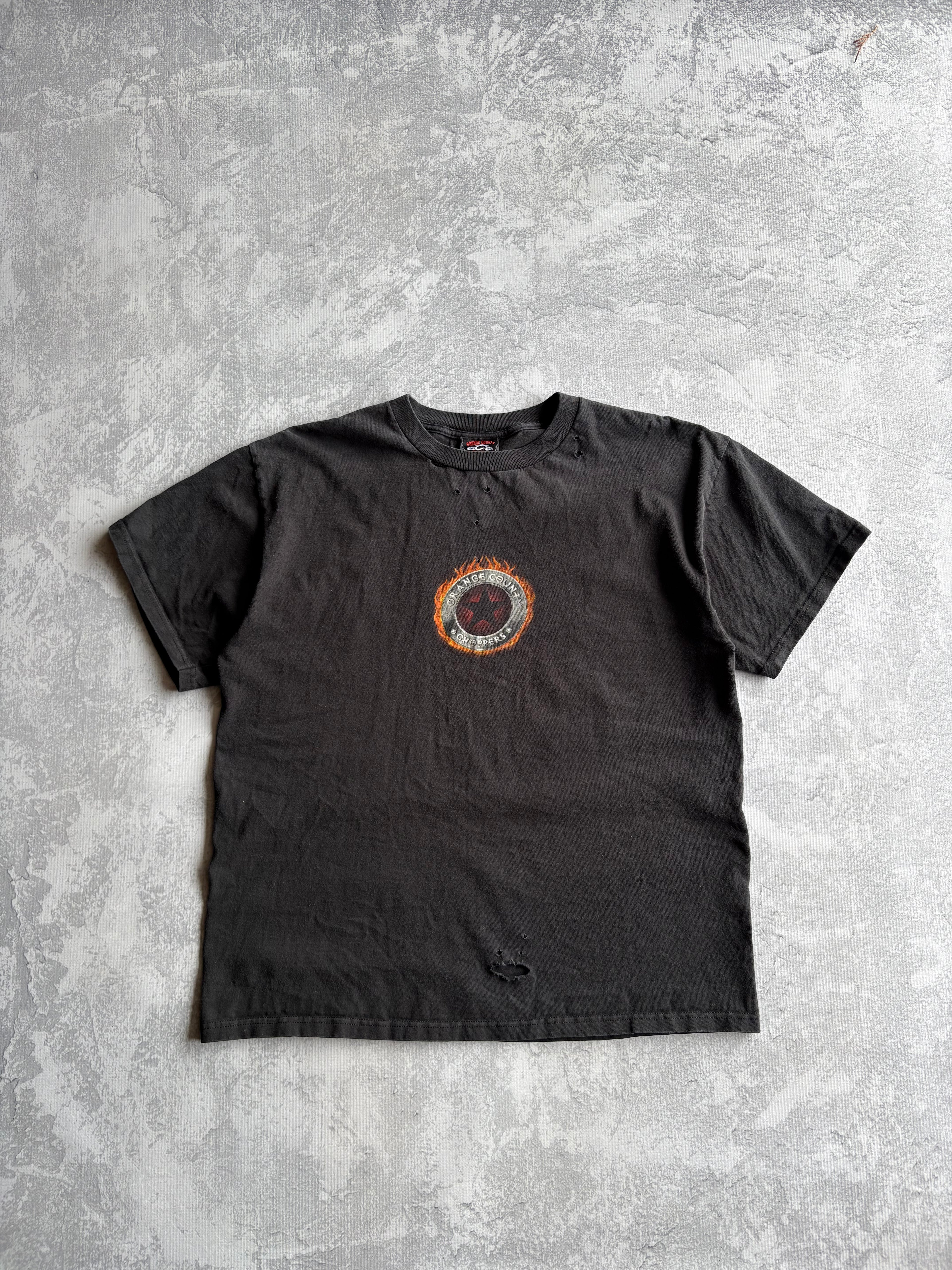 Vintage 90s Orange County Choppers Distressed Center Logo Black Tee Shirt - L