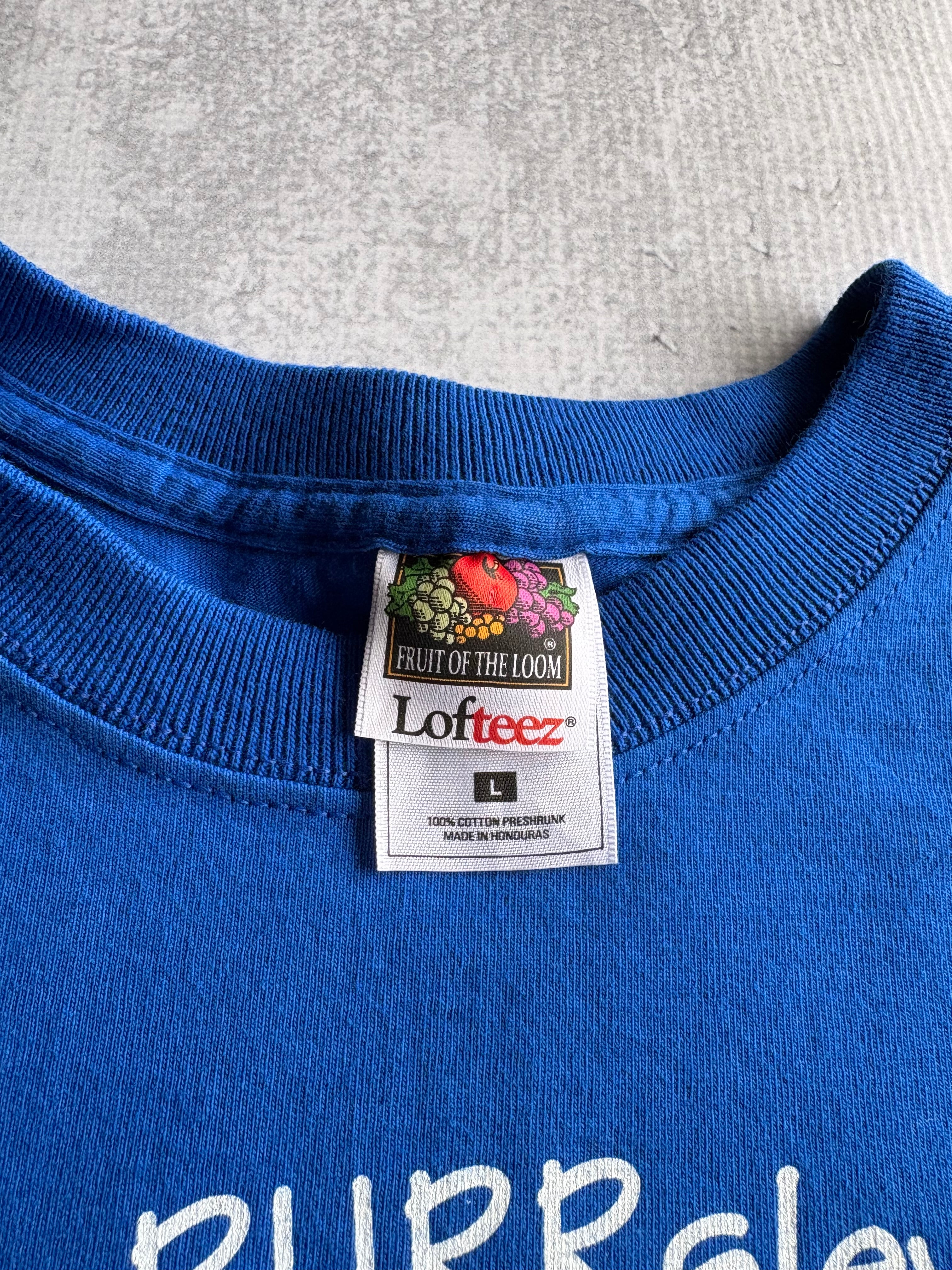 Vintage 90s Elvis Presley Cat Blue Tee Shirt - L
