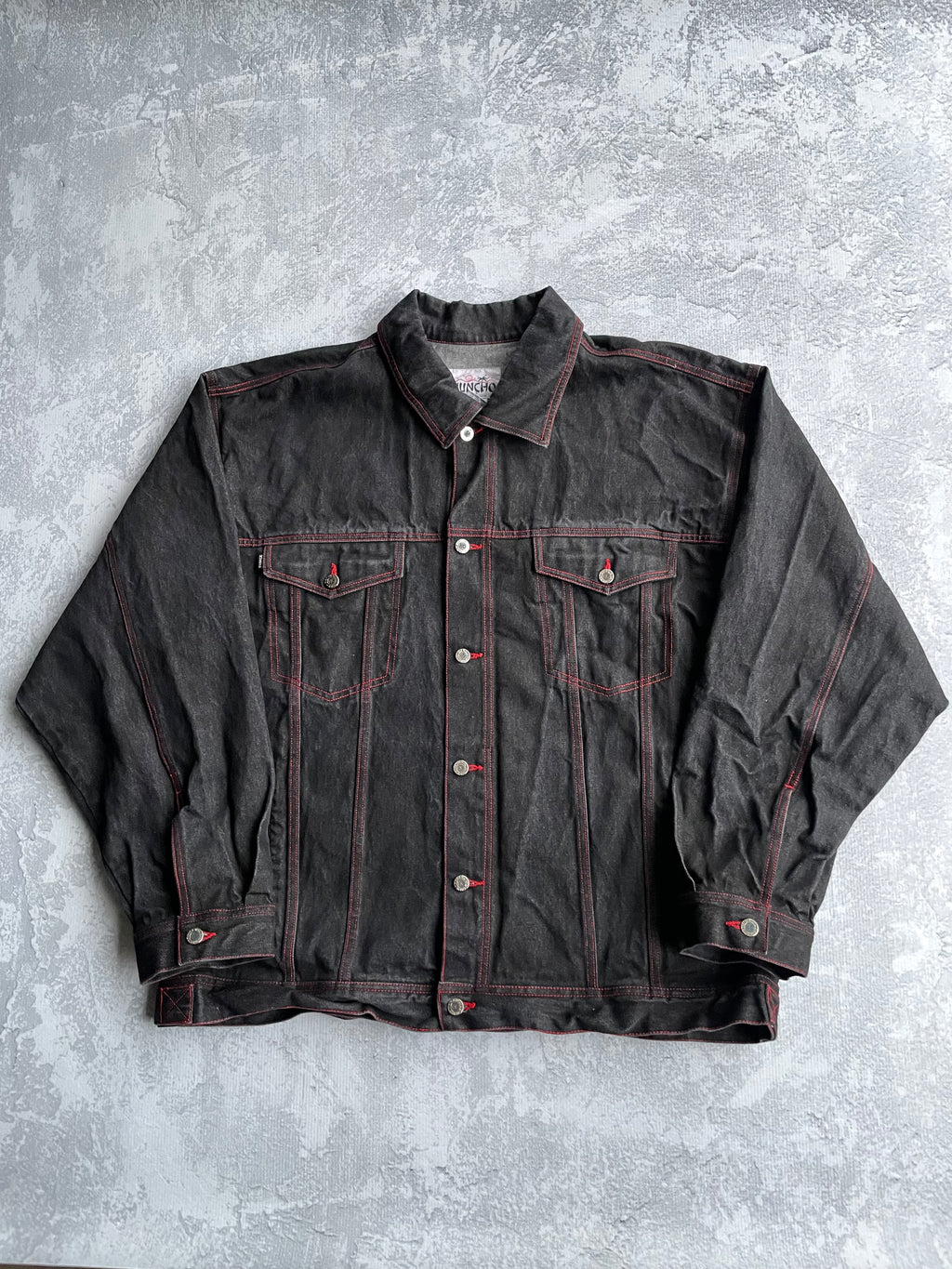 Vintage Huncho Hip Hop Embroidered Black Denim Jacket - 2XL