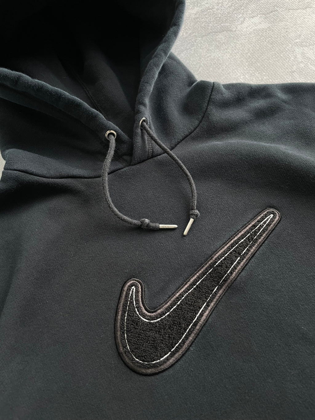 Y2k 2000s Nike Center Swoosh Black Hoodie - XL