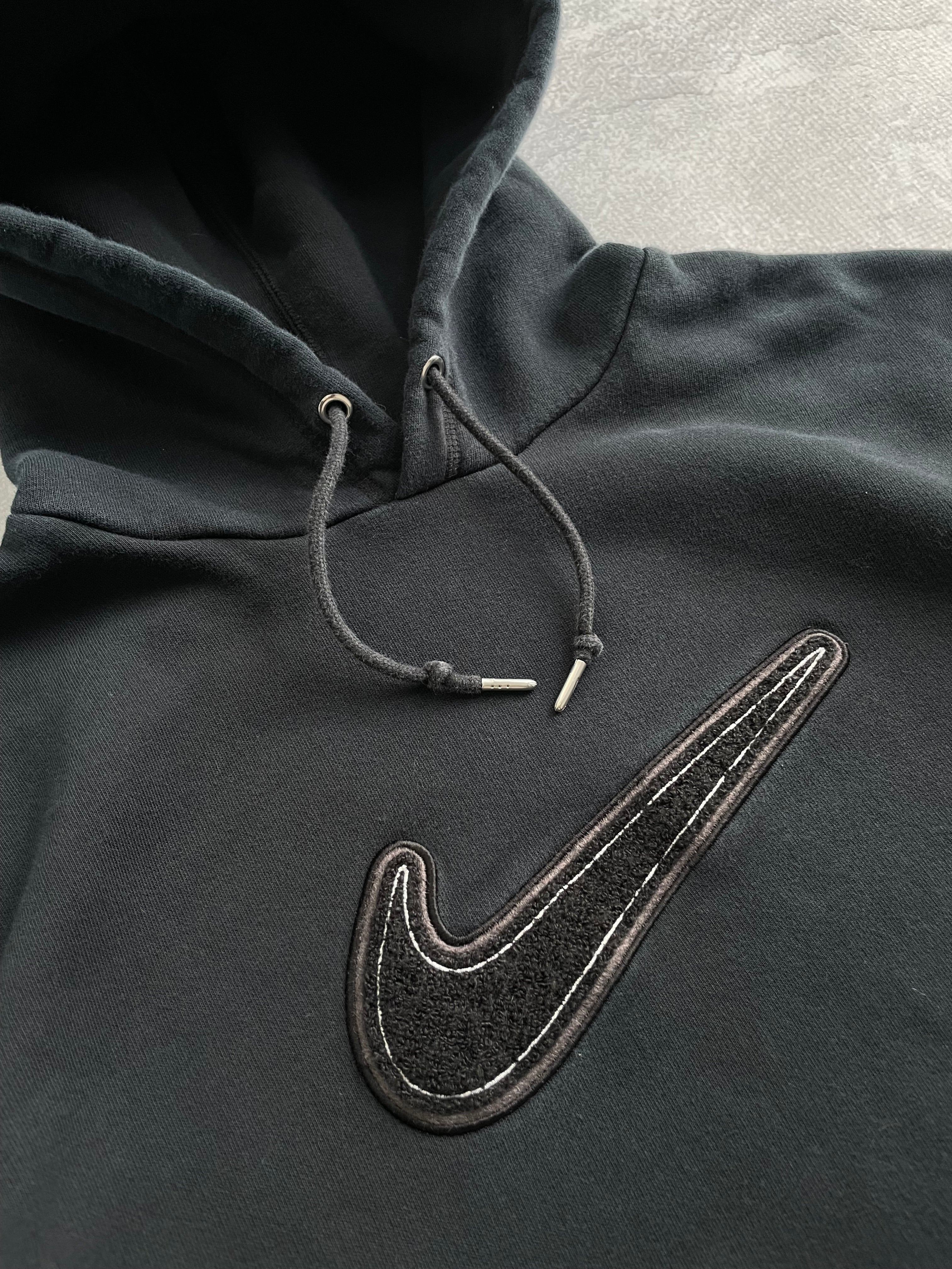Y2k 2000s Nike Center Swoosh Black Hoodie - XL