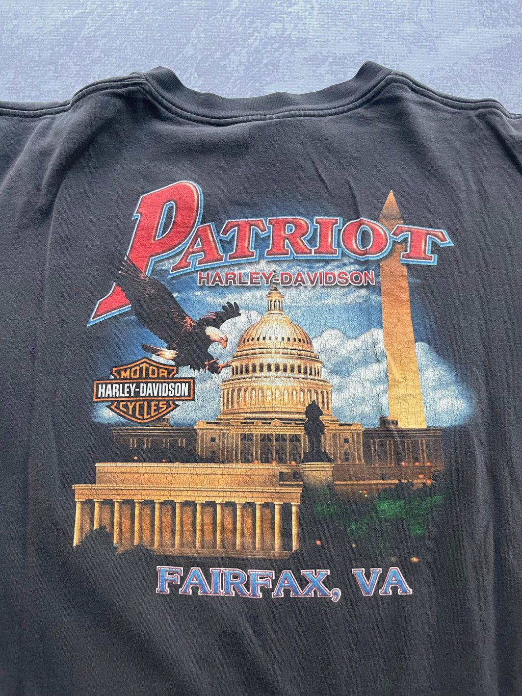 Vintage 2001 Harley Davidson American Skull Faded Grey Tee Shirt - L