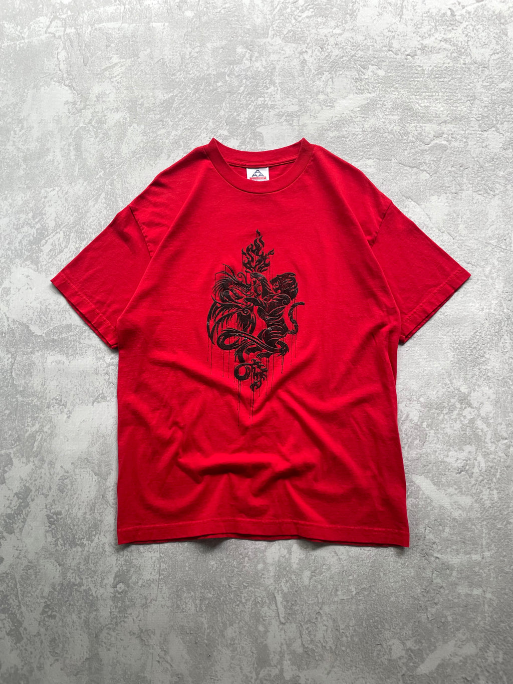 Vintage Y2K Dragon and Tiger Red Tee Shirt - L