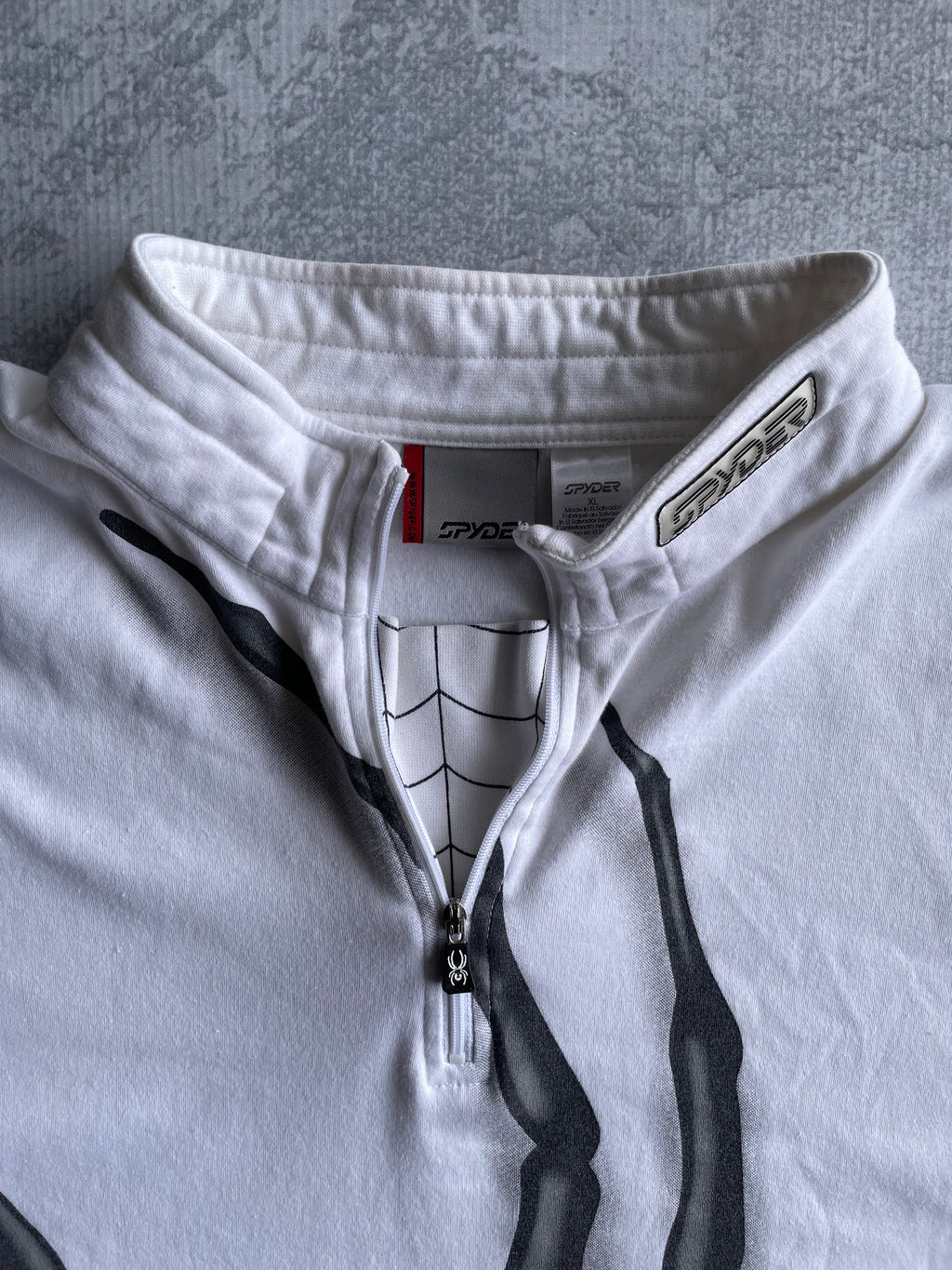 Vintage Y2K Spyder AOP White Quarter Zip Longsleeve Sweater - XL