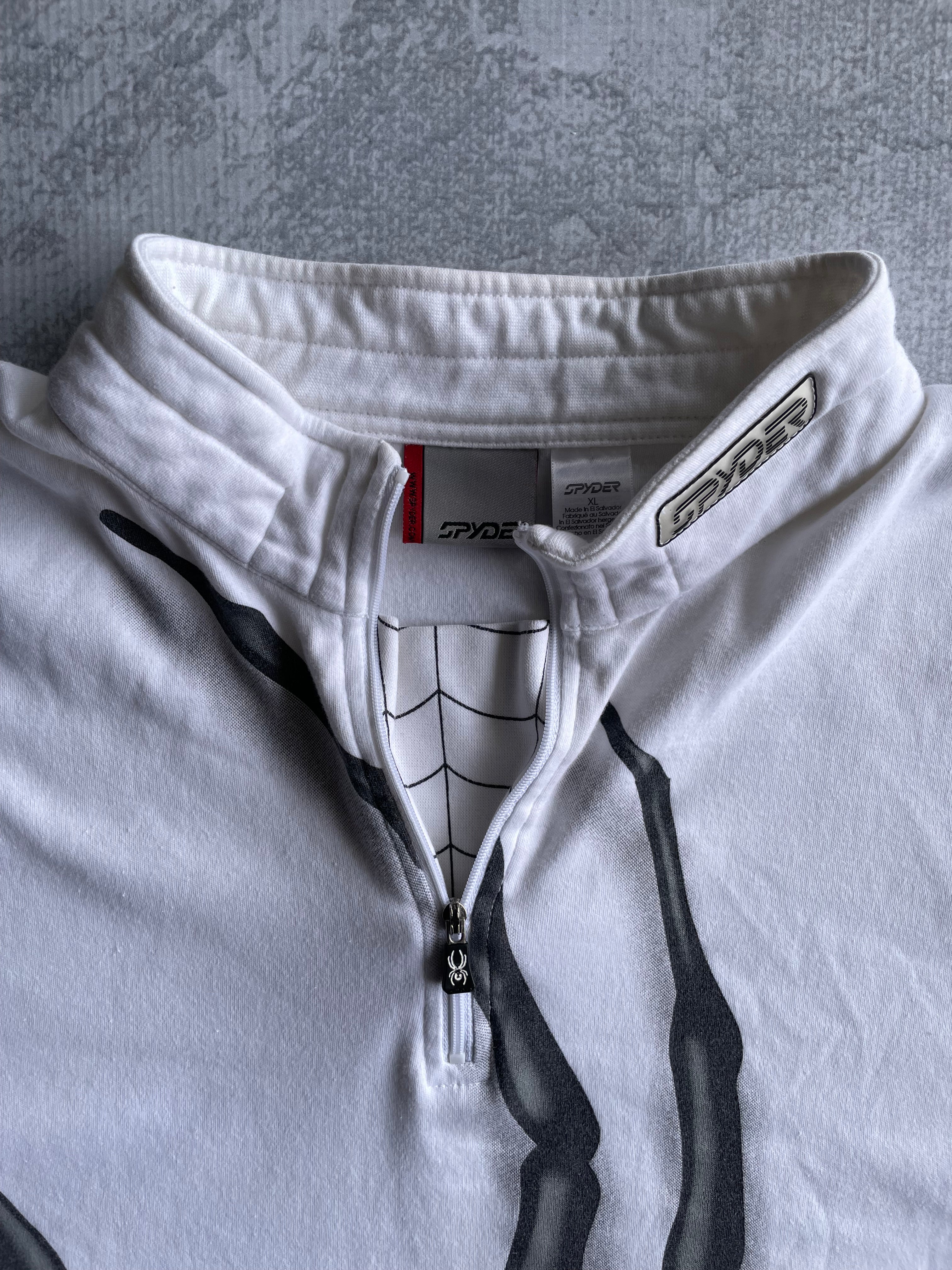 Vintage Y2K Spyder AOP White Quarter Zip Longsleeve Sweater - XL