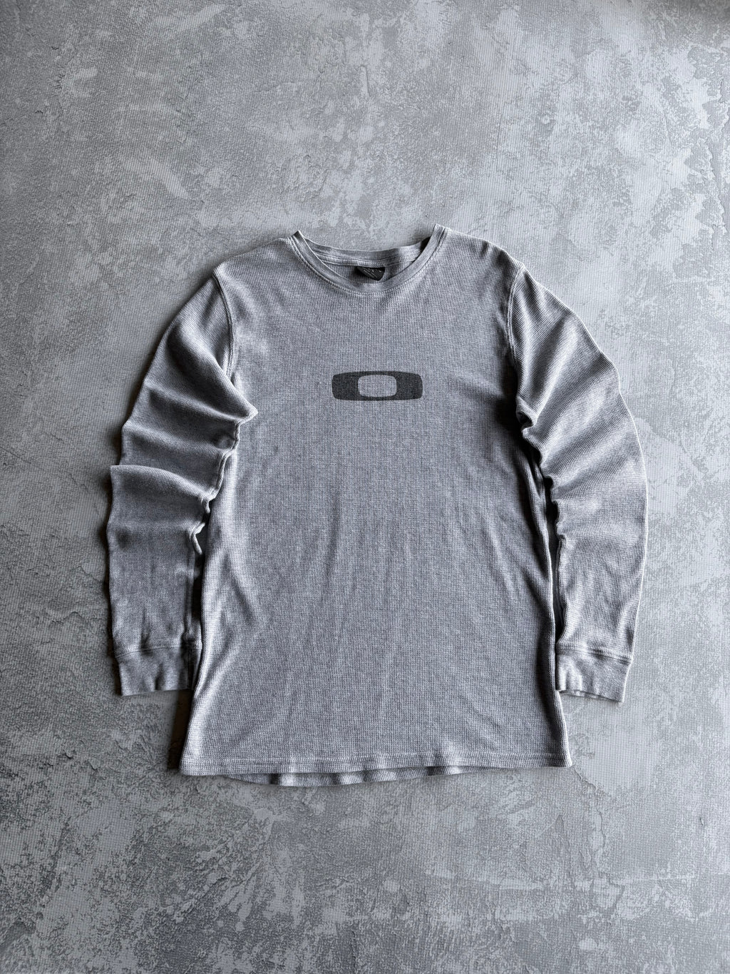 Vintage Y2K Oakley Center Logo Grey Thermal Longsleeve - L