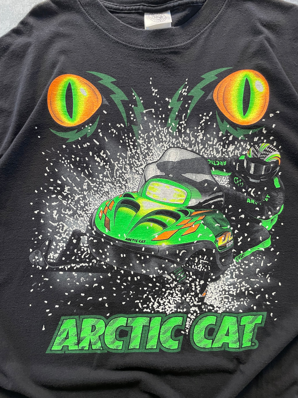 Vintage 90s Arctic Cat Snowmobile Racing Big Print Tee Shirt - 2XL