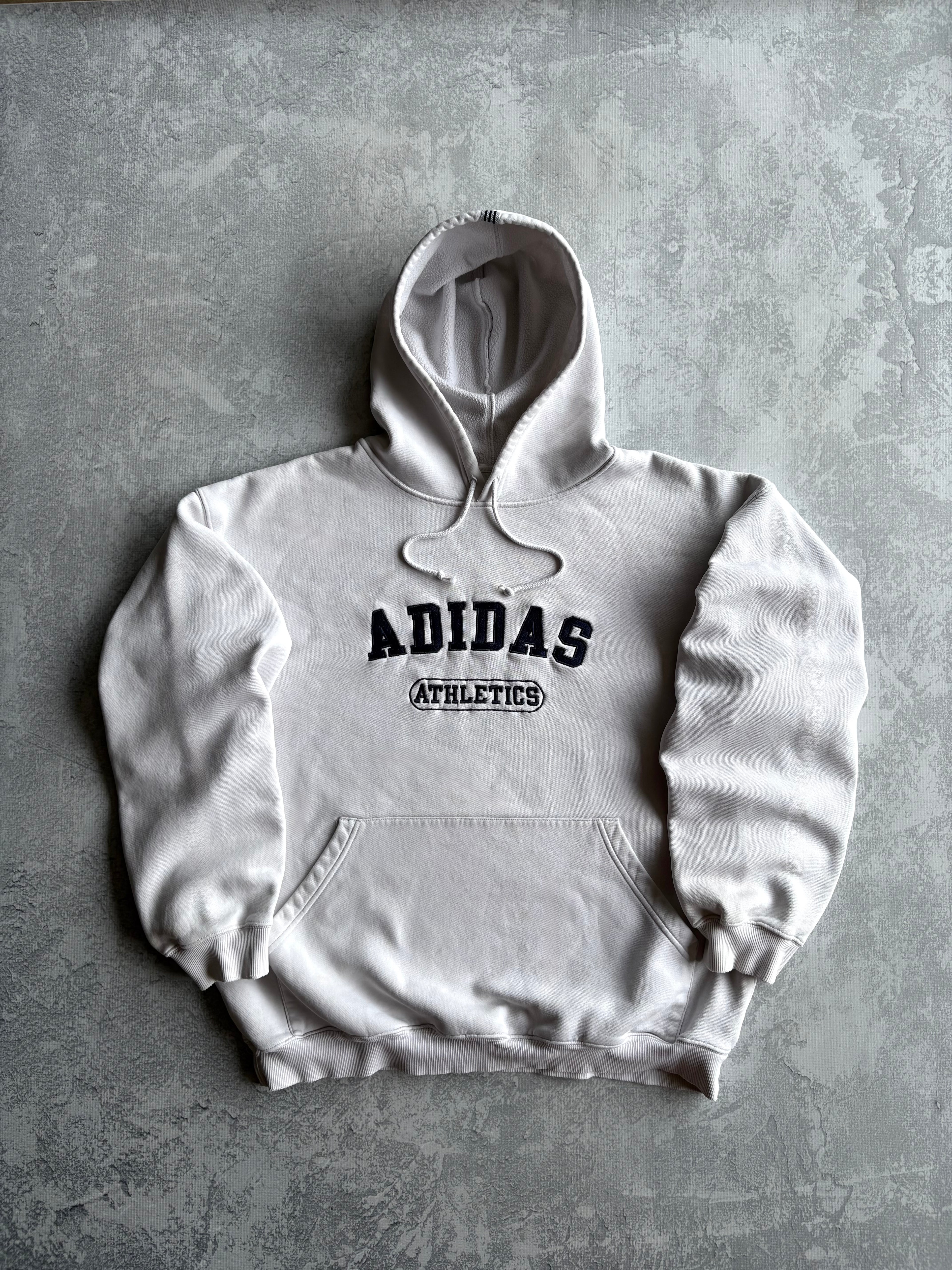 Vintage Adidas Spellout Center
Logo White Boxy Hoodie - XL