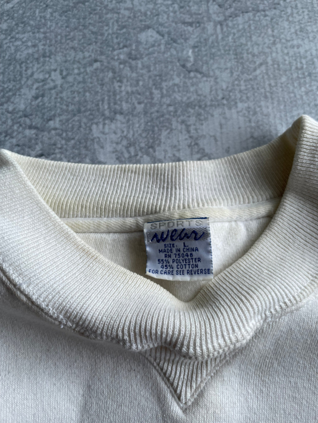 Vintage Duke University Spellout White Crewneck - L