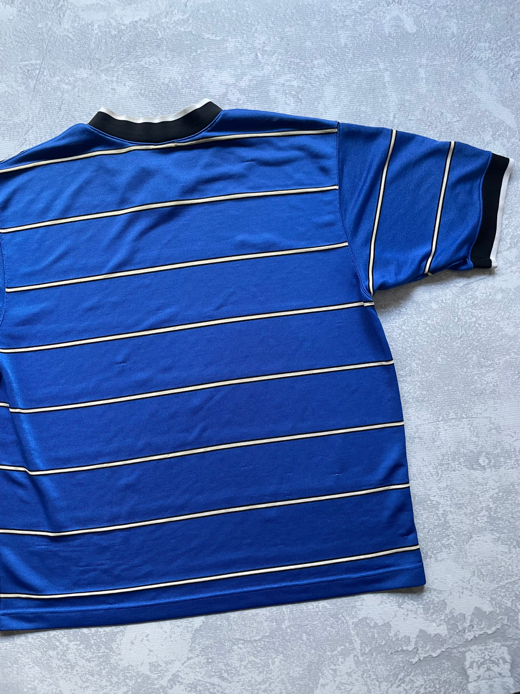 Vintage 90s Nike Sriped Blue Vneck Jersey Tee Shirt - XL