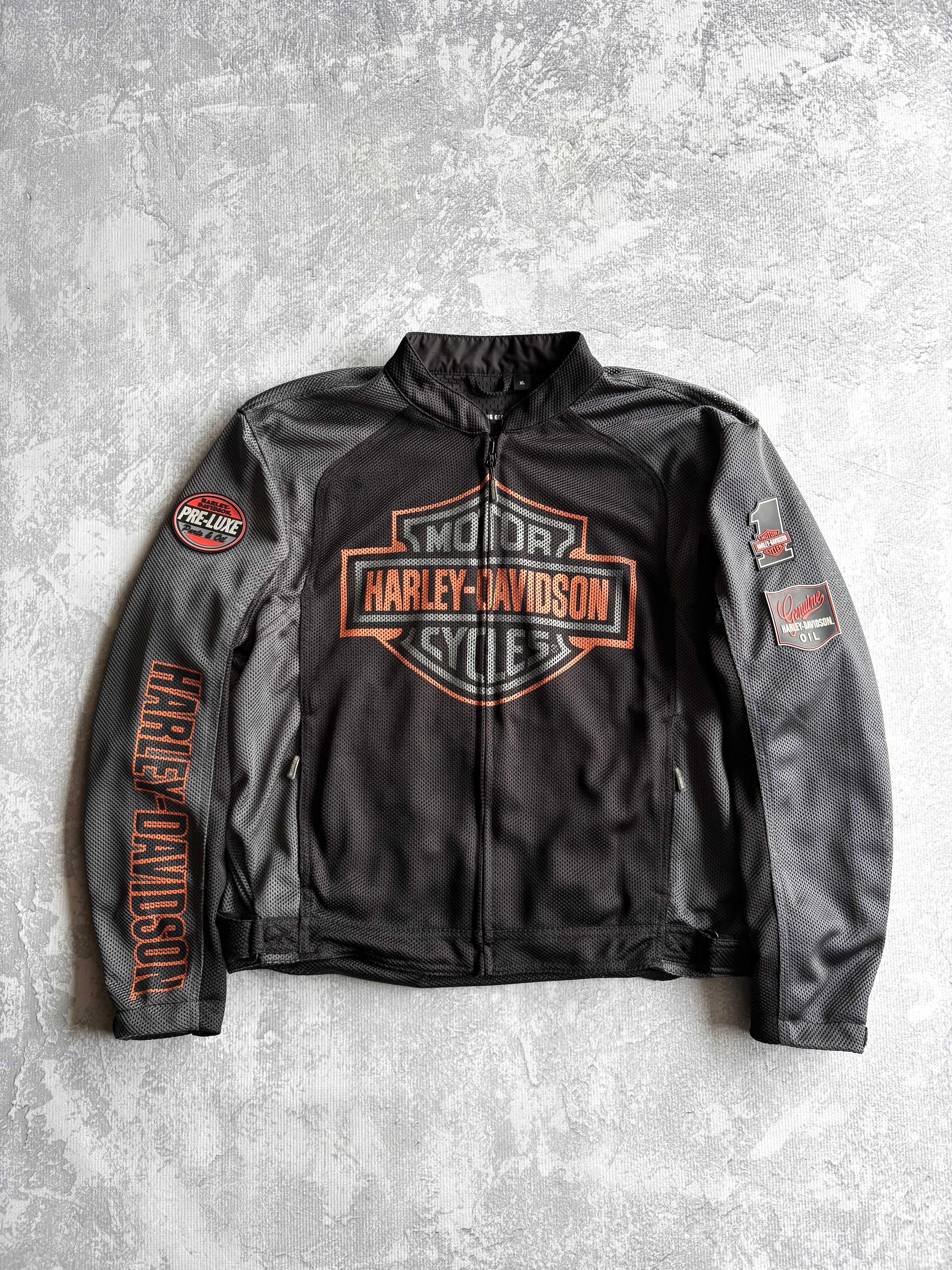 Vintage 90s Harley Davidson Logo Black Mesh Jacket - XL