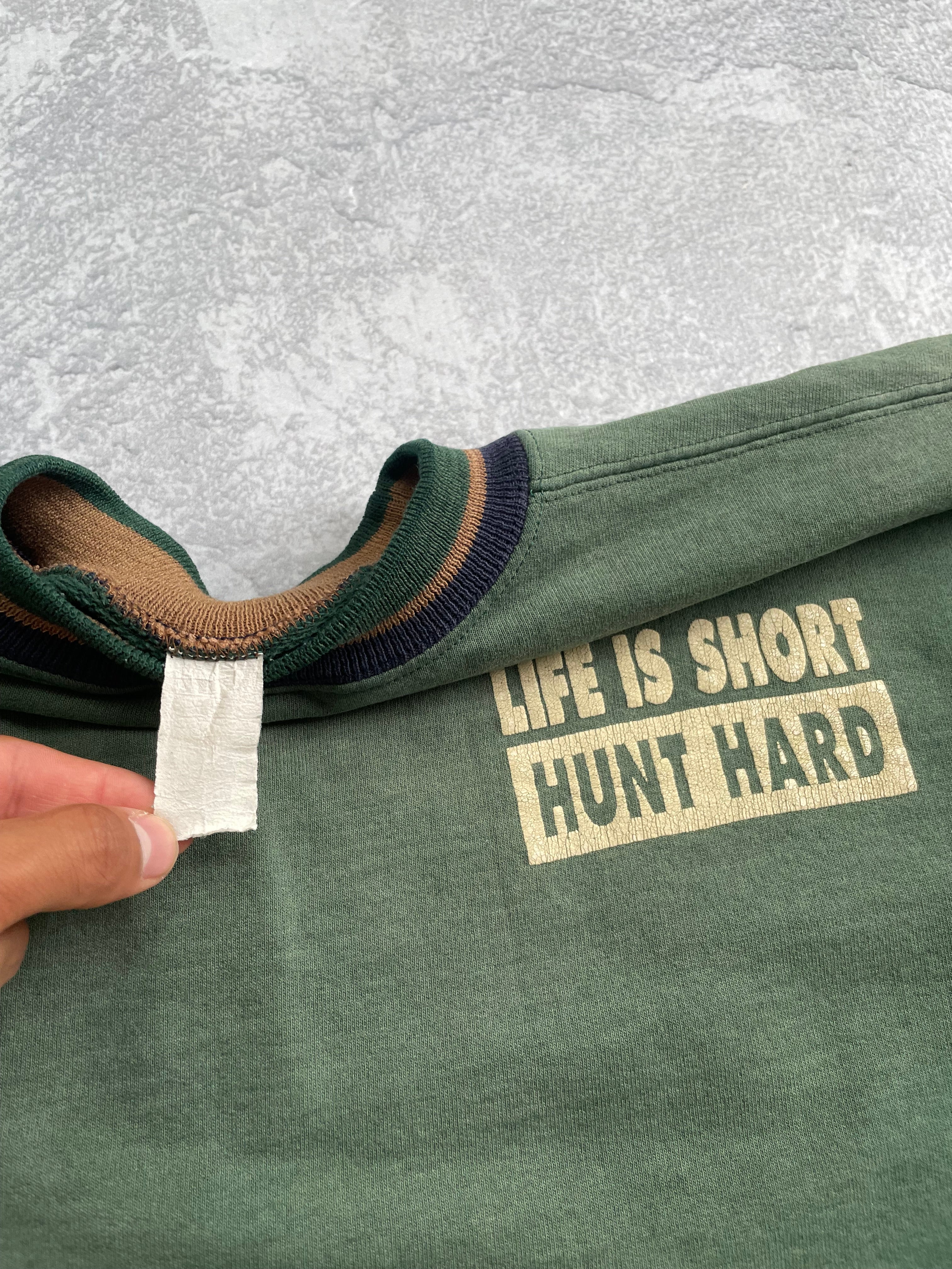 Vintage 90s I’d Rather Be Hunting Green Faded Sweater - XL