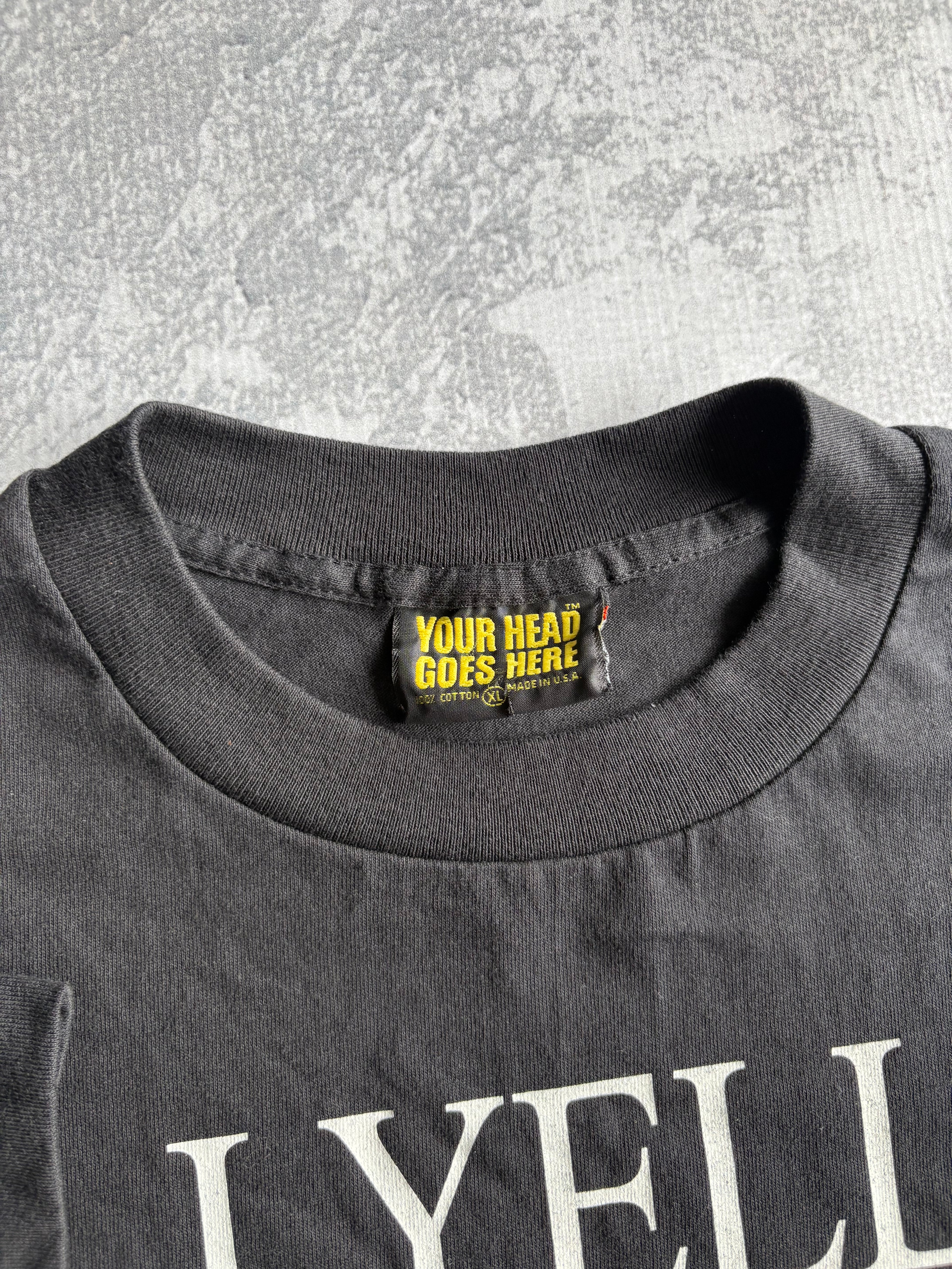 Vintage 90s “I Yell Because I Care” Black Tee Shirt - XL