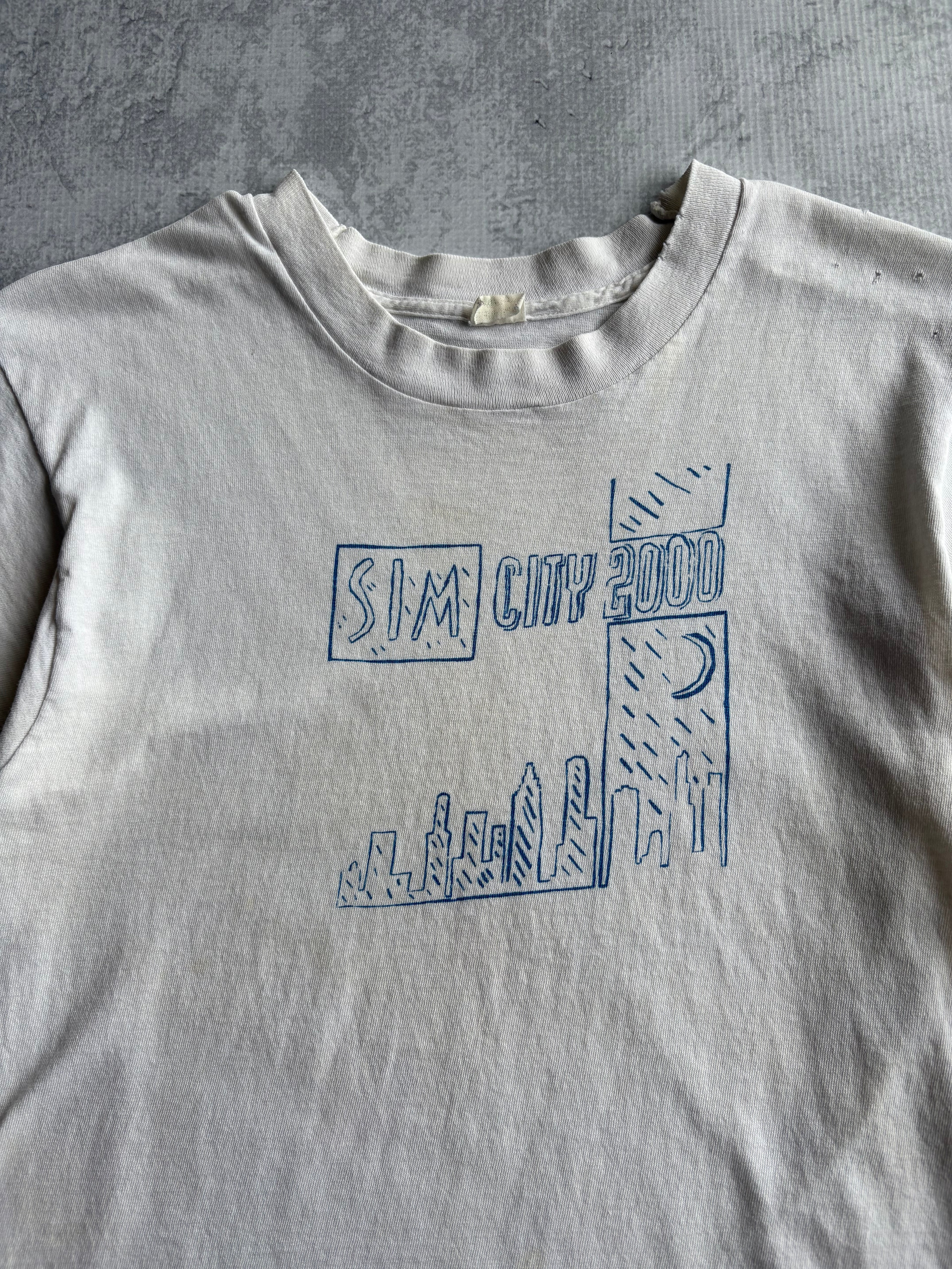 Vintage 1993 Sim City 2000 Gaming Single Stitch White Tee Shirt - S