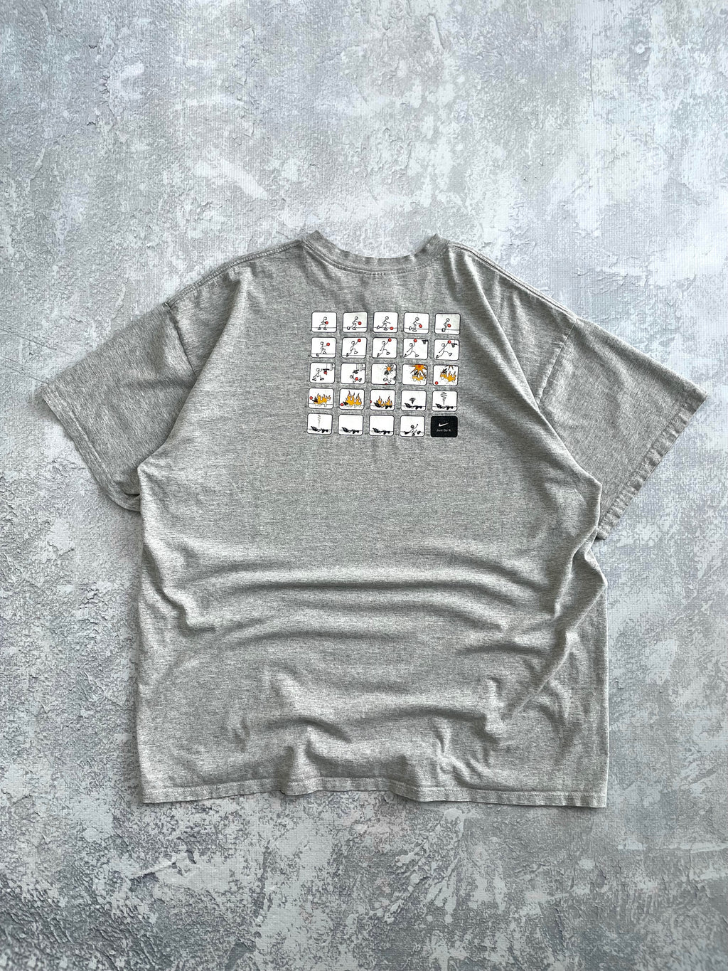 Vintage 2000s Nike Just Do It Basketball Cartoon Grey Tee Shirt - XL